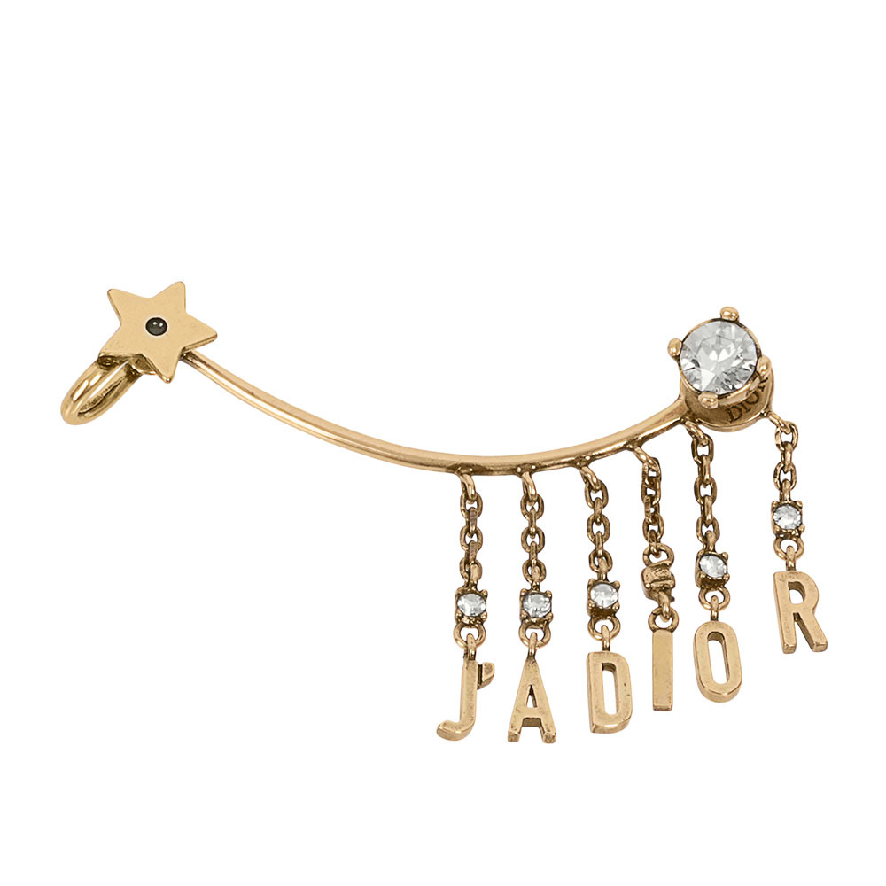 【CHRISTIAN DIOR】J'adior 星星圖案及垂墜標誌復古耳骨夾(銅色)CD47000012