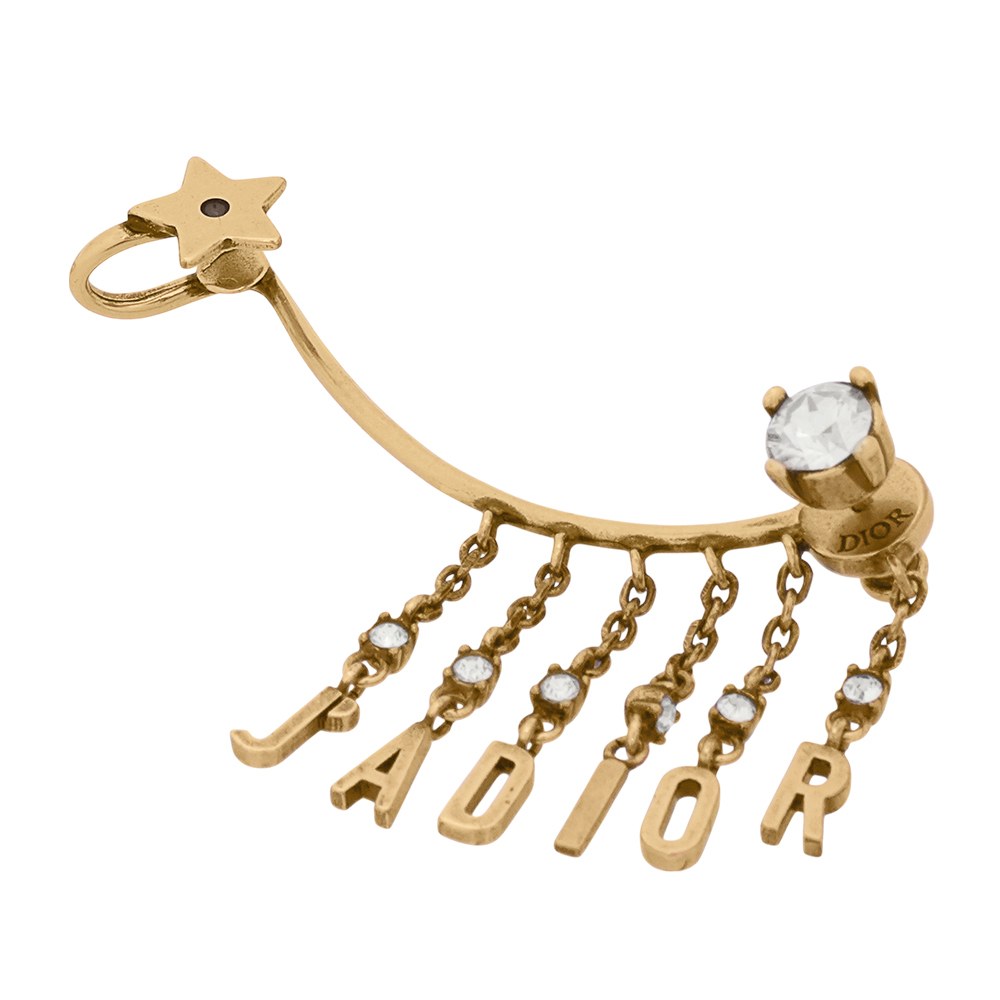 【CHRISTIAN DIOR】J'adior 星星圖案及垂墜標誌復古耳骨夾(銅色)CD47000012