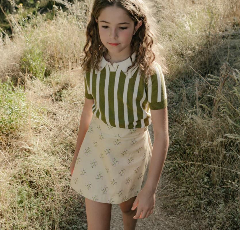 BIRINIT PETIT 鈕扣飾印花迷你裙 Caolín mini skirt