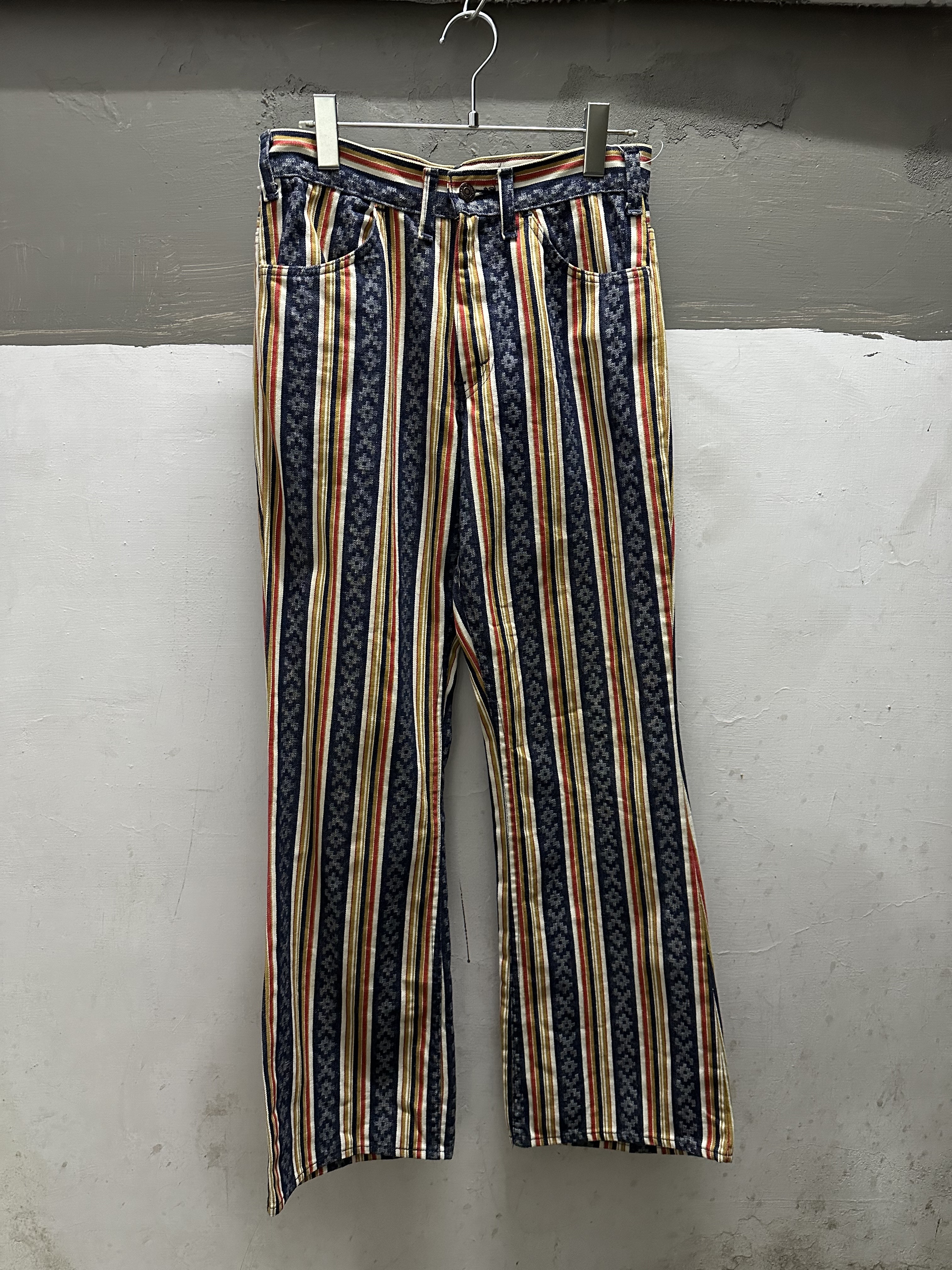 70s LEVI’S 646?? BIGE Pattern Stripe Flare Pants