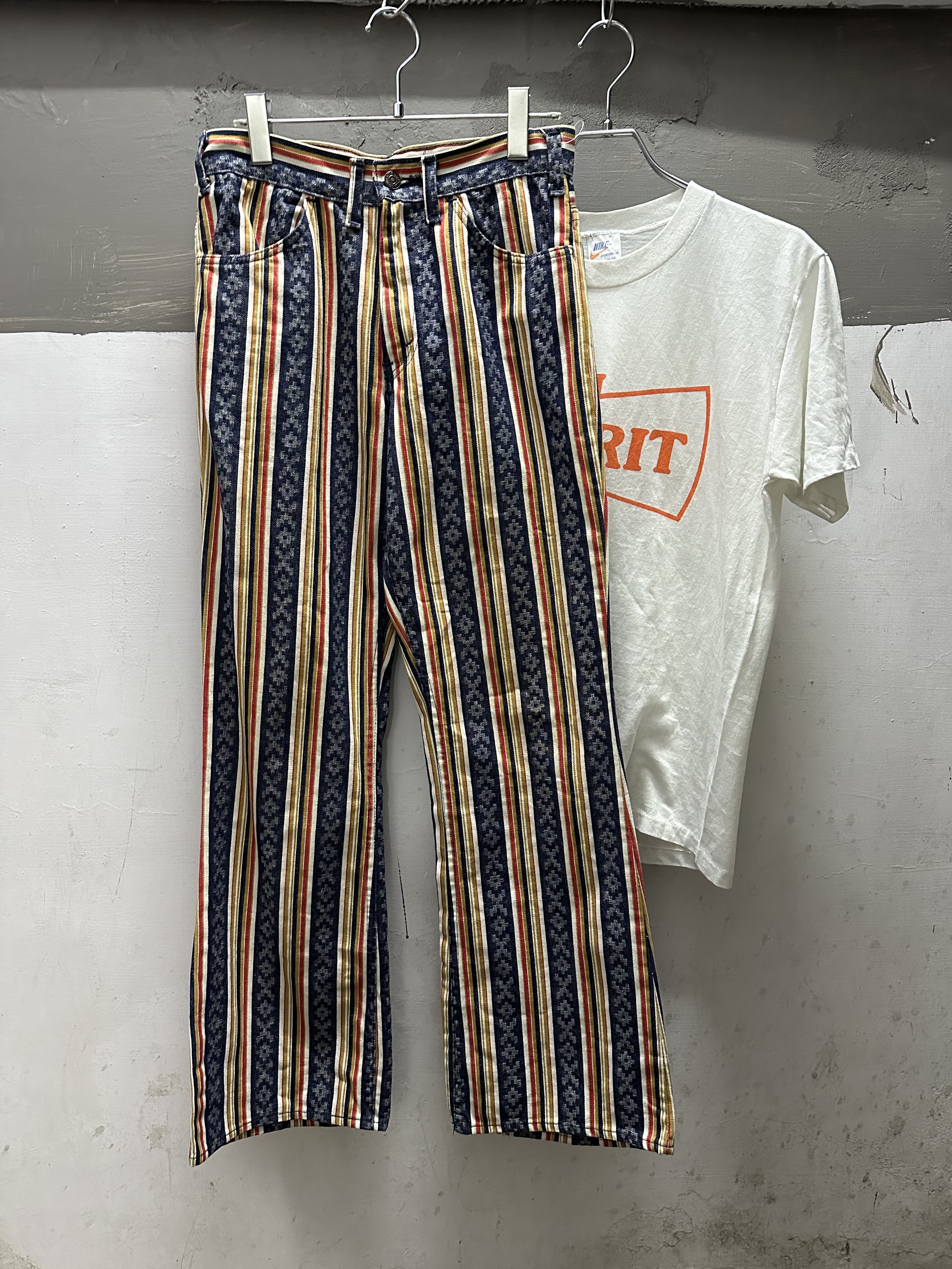 70s LEVI’S 646?? BIGE Pattern Stripe Flare Pants