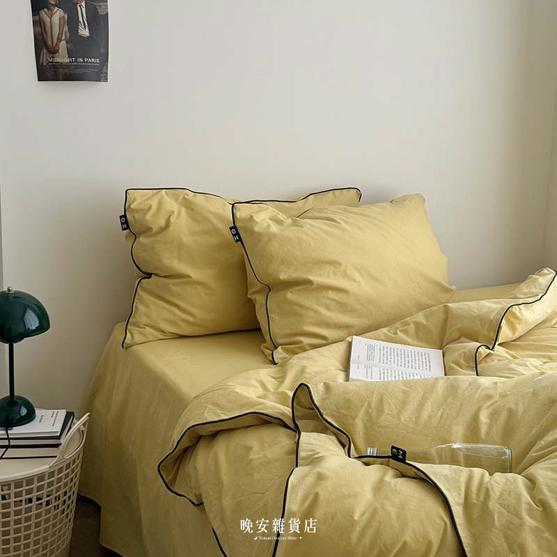 純色滾邊純棉【落日餘暉】床單床包組