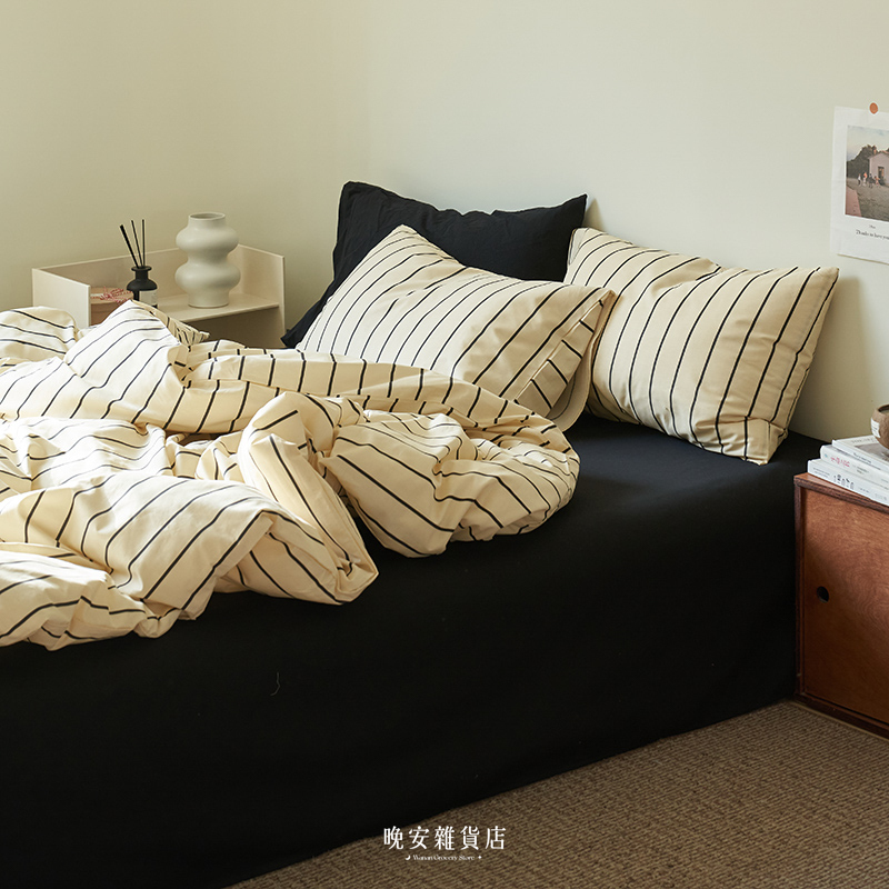 拼接色純棉【日月邂逅】床單床包組