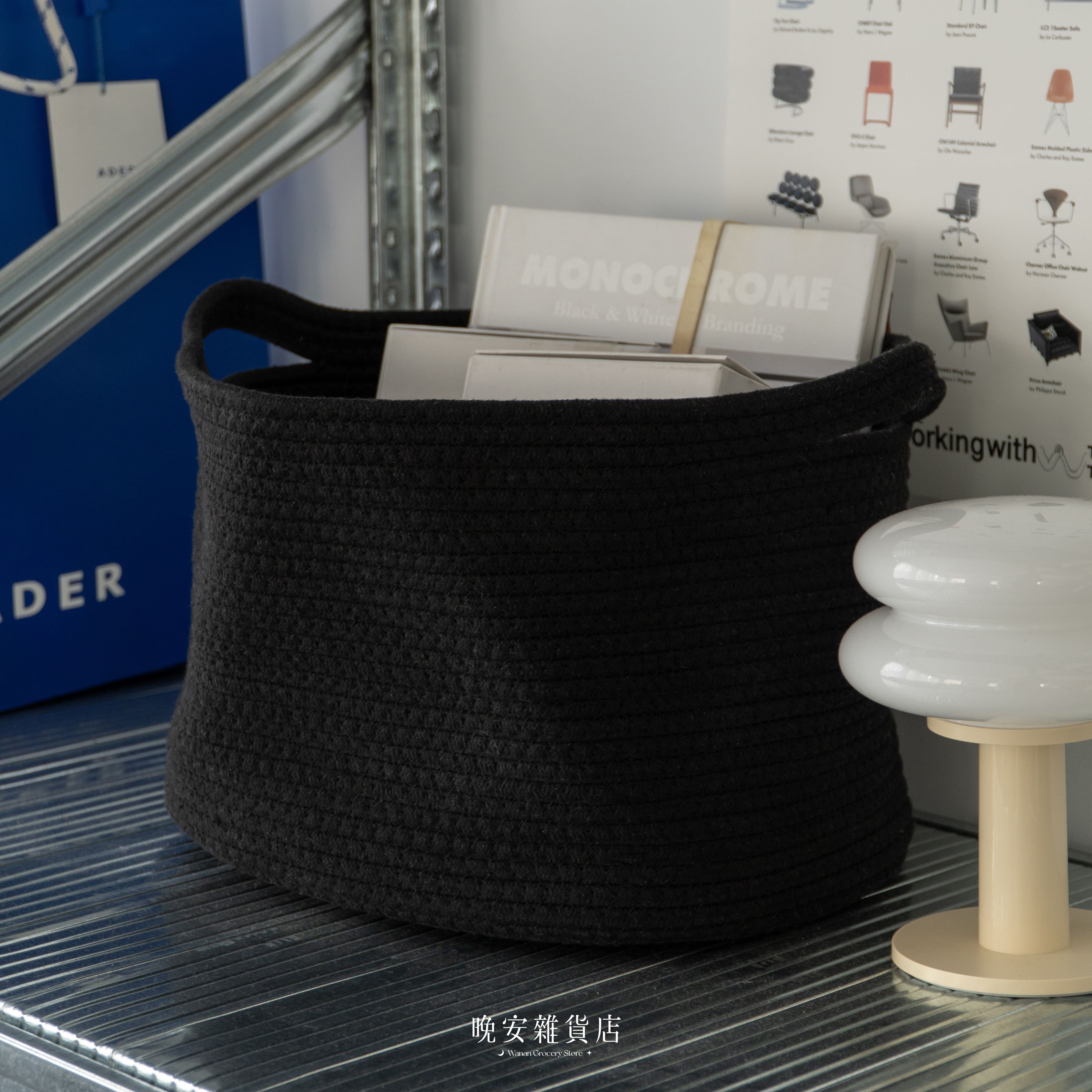 【質感黑色系】黑色編織雜物籃