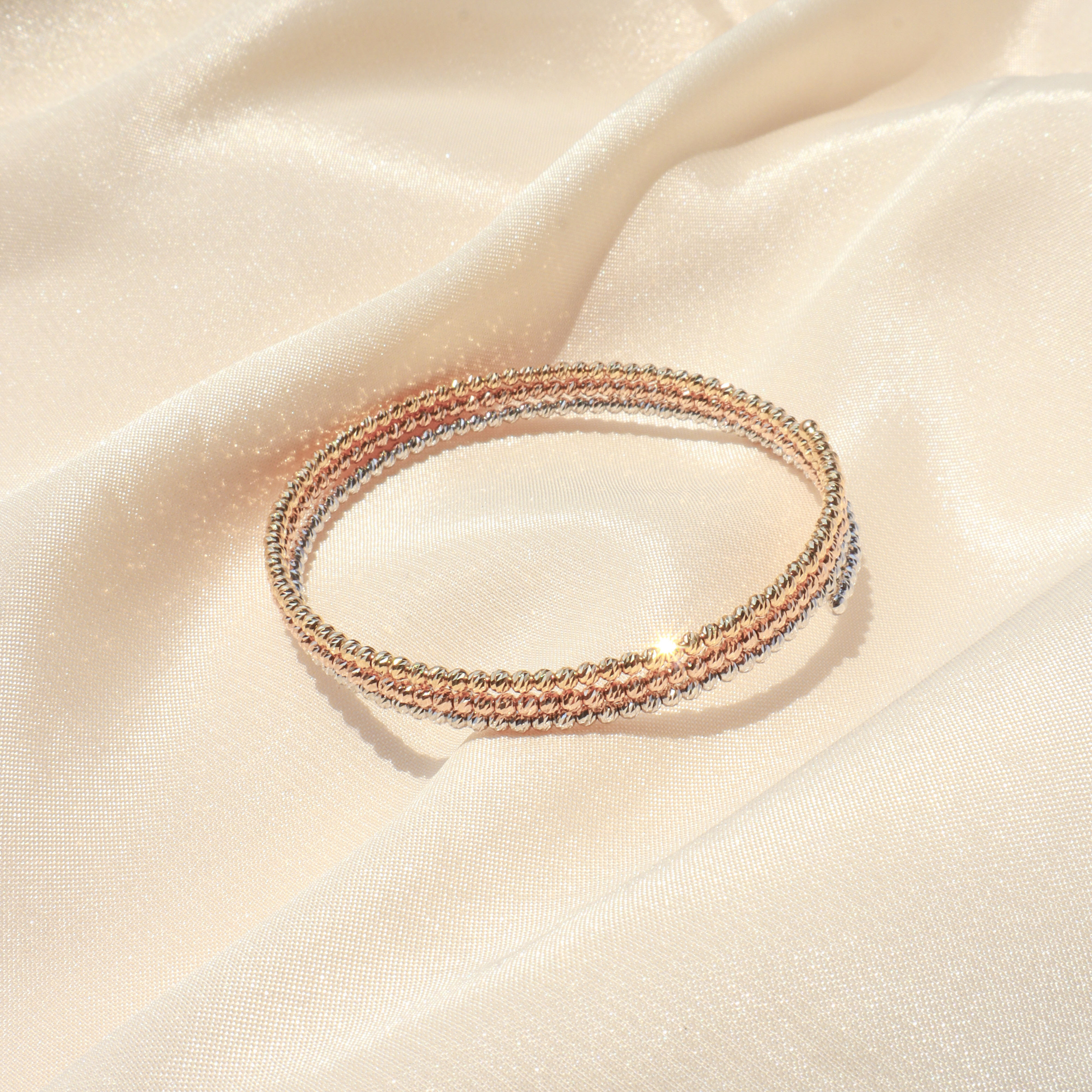 18K/日本設計款系列-三色切割串珠手環