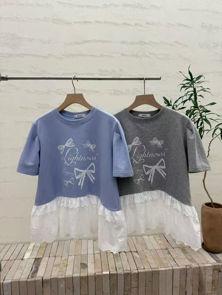 PM_K2511  ▶️蝴蝶結拼接上衣 👉B:cm L:cm👈