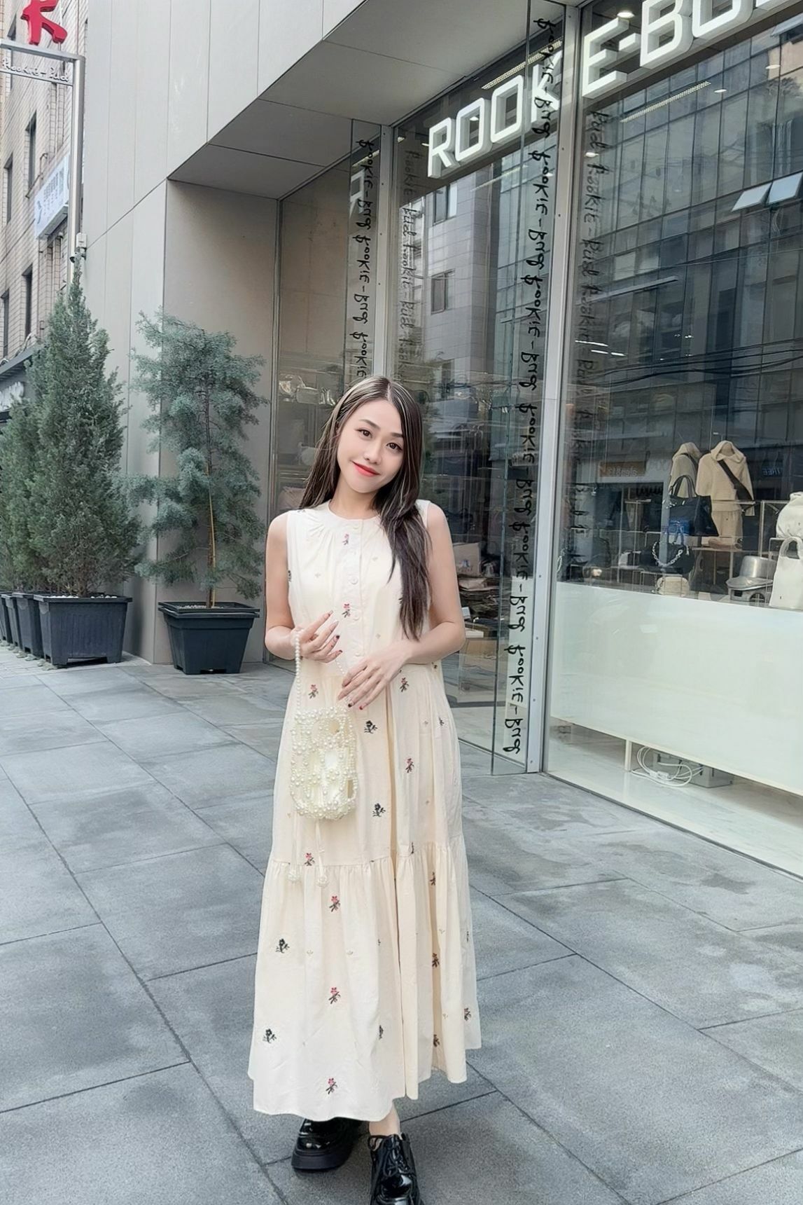 OP#7018🤍高級雙層繡上繡連身裙