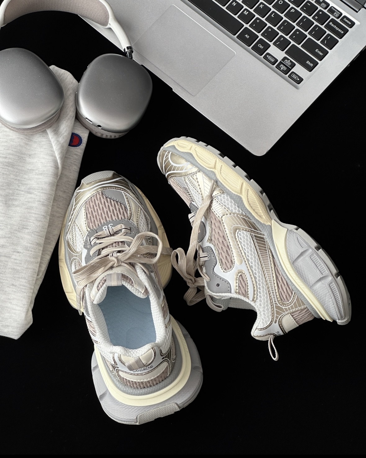 【現貨】<巴黎世家平替!!!>Gang Meng 港萌 Y2K 復古 老爹鞋 增高 厚底 香檳色