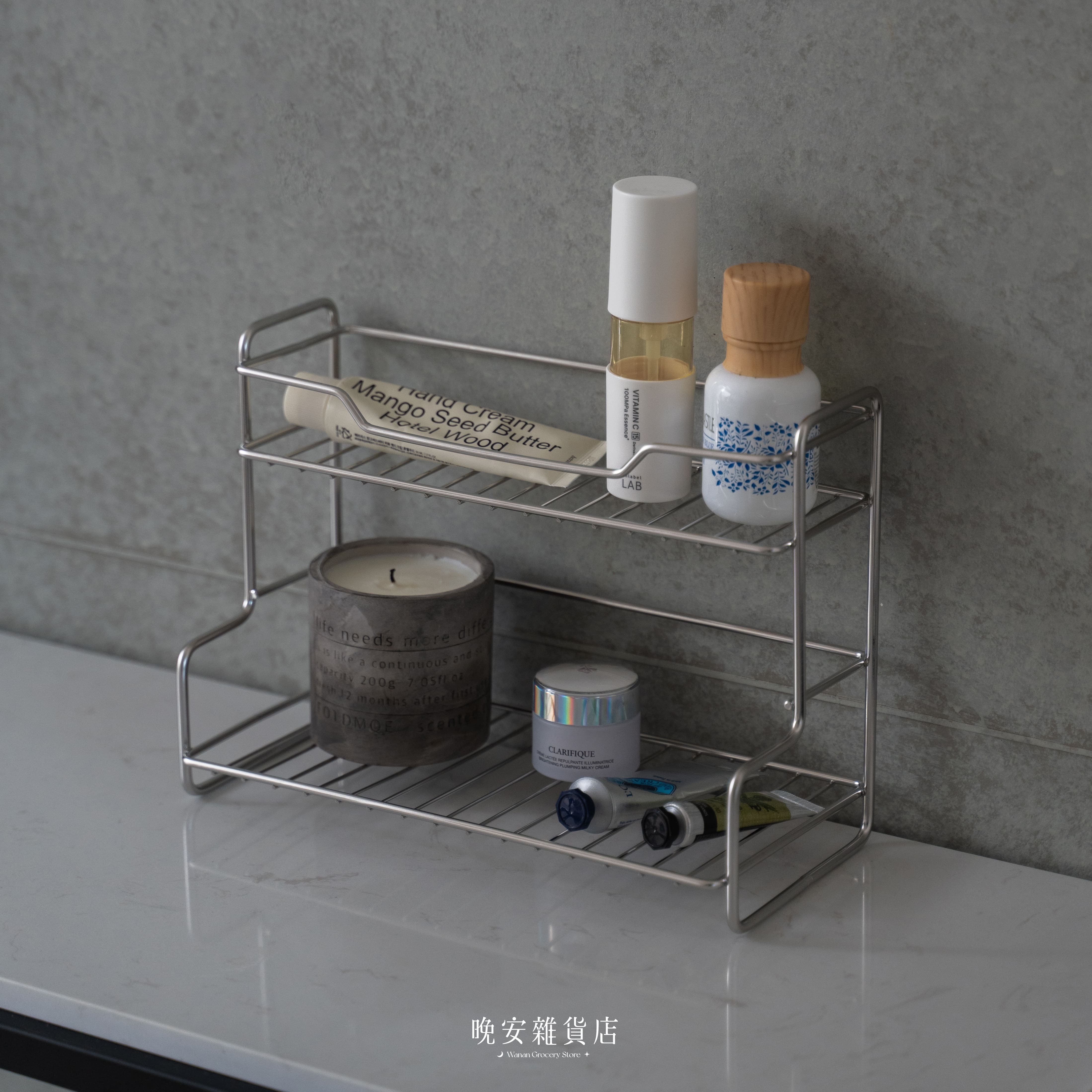 【Modern系列】原色不鏽鋼雙層收納架