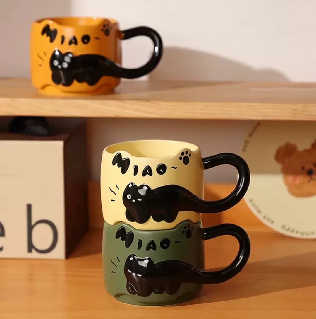 浮雕小貓陶瓷馬克杯