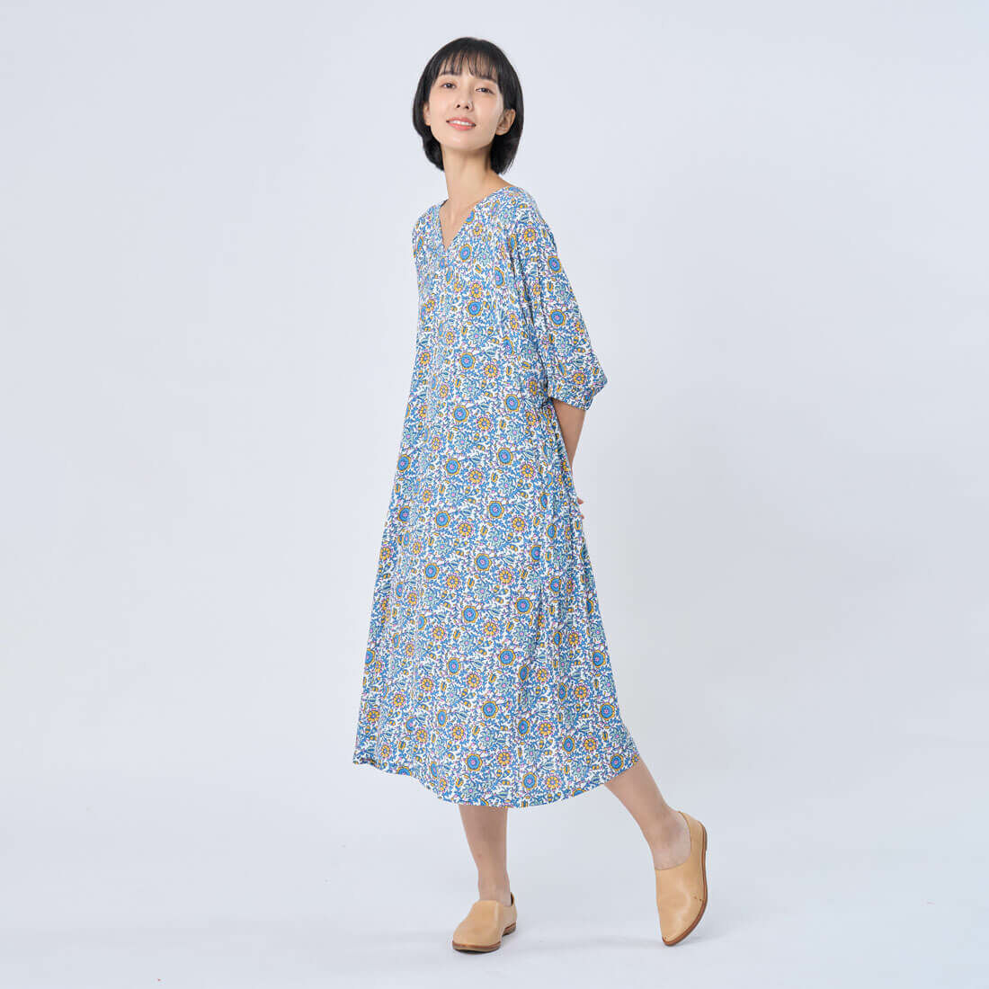 Fifi花卉印花度假長洋裝/粉