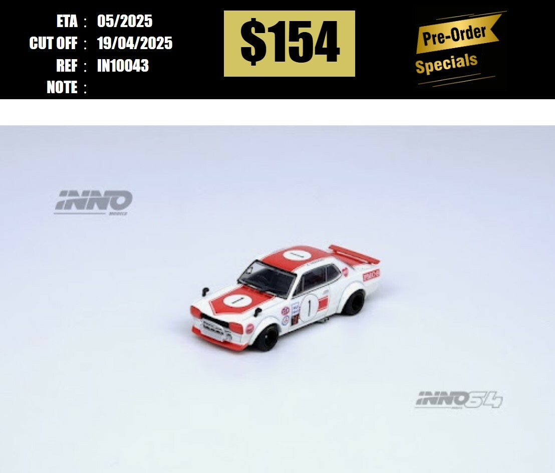 PO-$154 * INNO64 * 1:64 NISSAN SKYLINE 2000 GT-R KPGC #1 TAKAHASHI KUNIMITSU FUJI MASTERS 250KM 1971 [OD10/04]