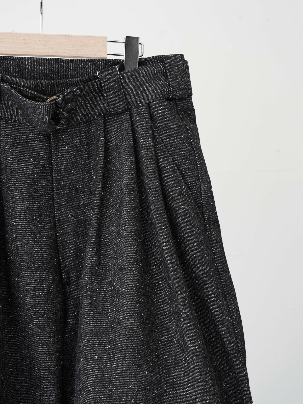 Blanc YM - Silk Denim Wide Pants / BLACK