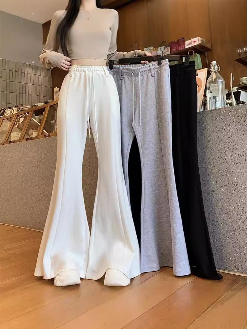 Casual American-style High-Waisted Bell-Bottom Pants