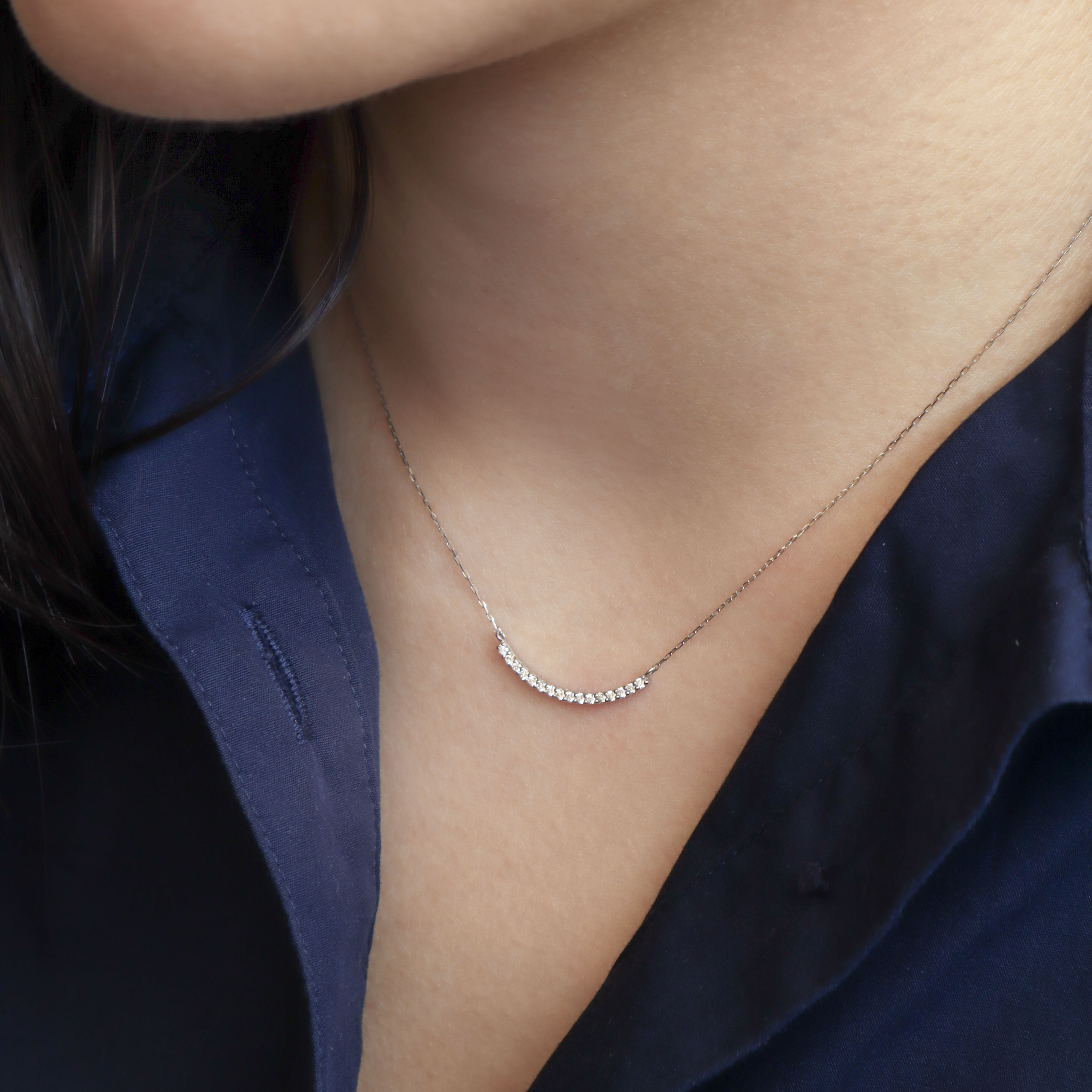 18K/微笑排鑽項鍊