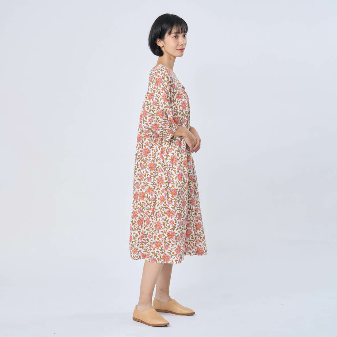 Fifi花卉印花度假長洋裝/粉