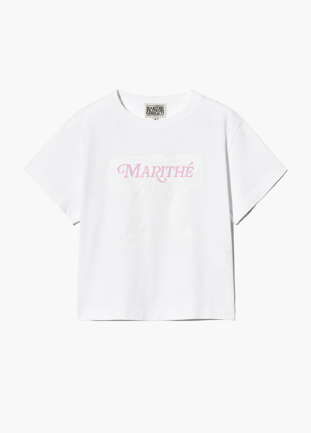 【6月17日截單！限時優惠預訂】MARITHE FRANCOIS GIRBAUD W RIBBON GRAPHIC CROP TEE（2色）