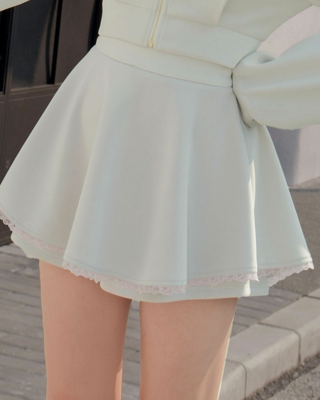 訂製-糖果太空棉蕾絲傘襬褲裙