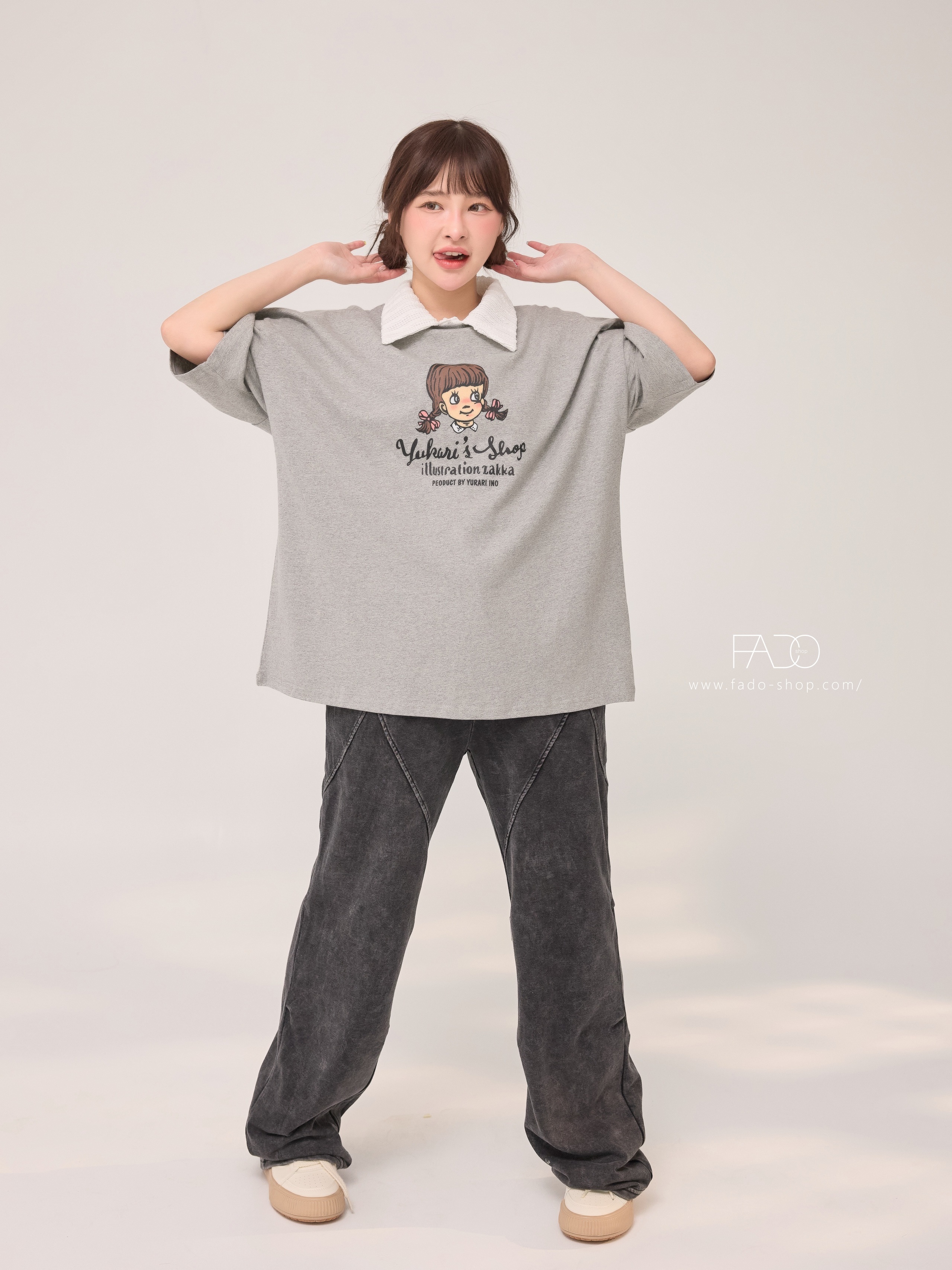 法朵Fado shop｜韓系辮子女孩圓領長版棉T 0213099