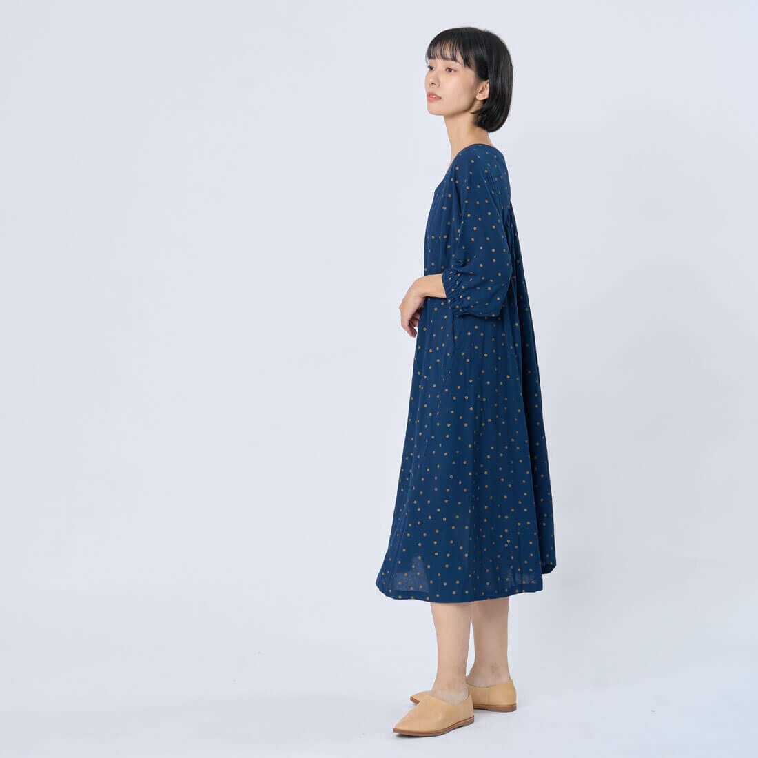 Fifi花卉印花度假長洋裝/金點藍