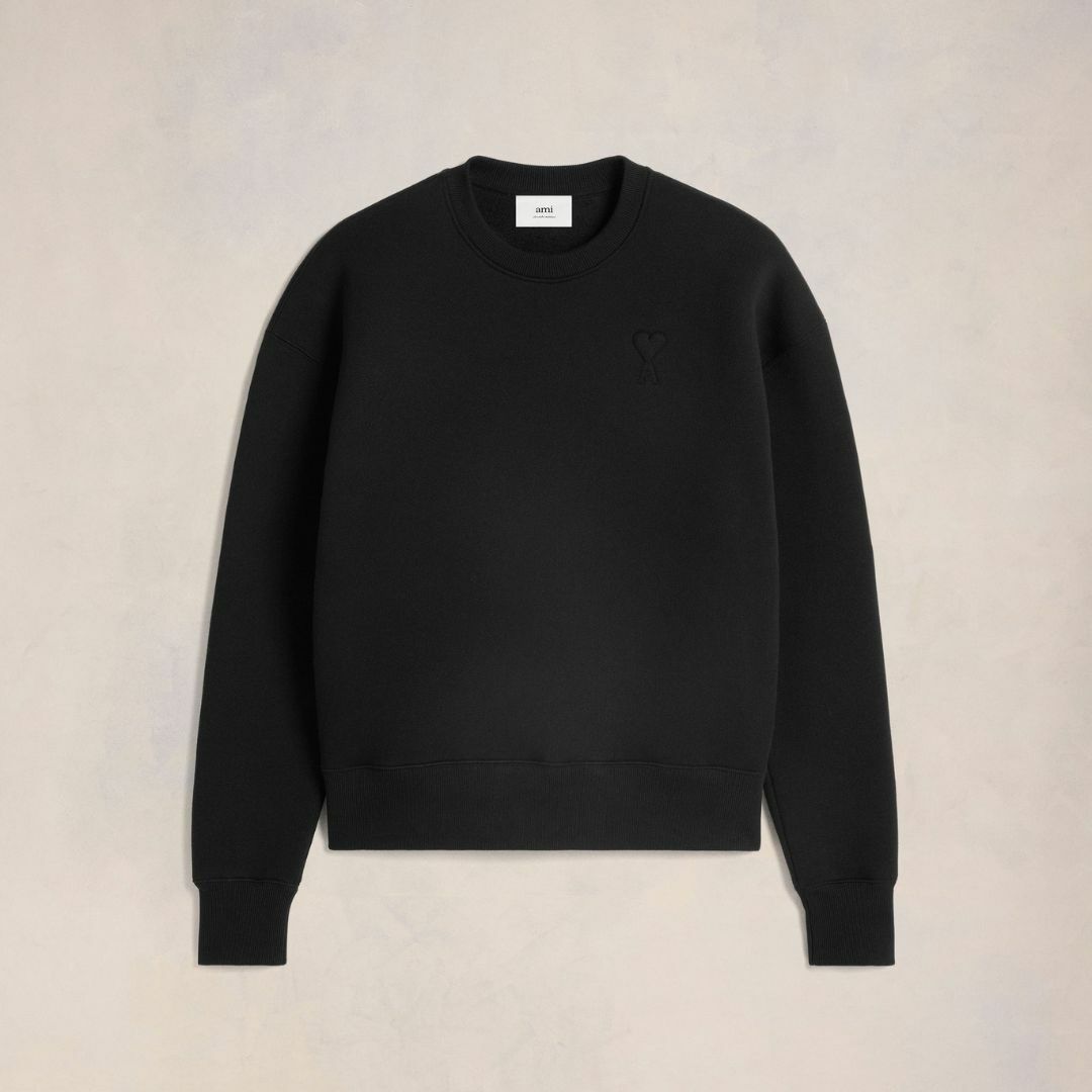 1LN0307-025 AMI Paris Ami De Coeur Sweatshirt Black #USW027.749.001 (C-EU-E)