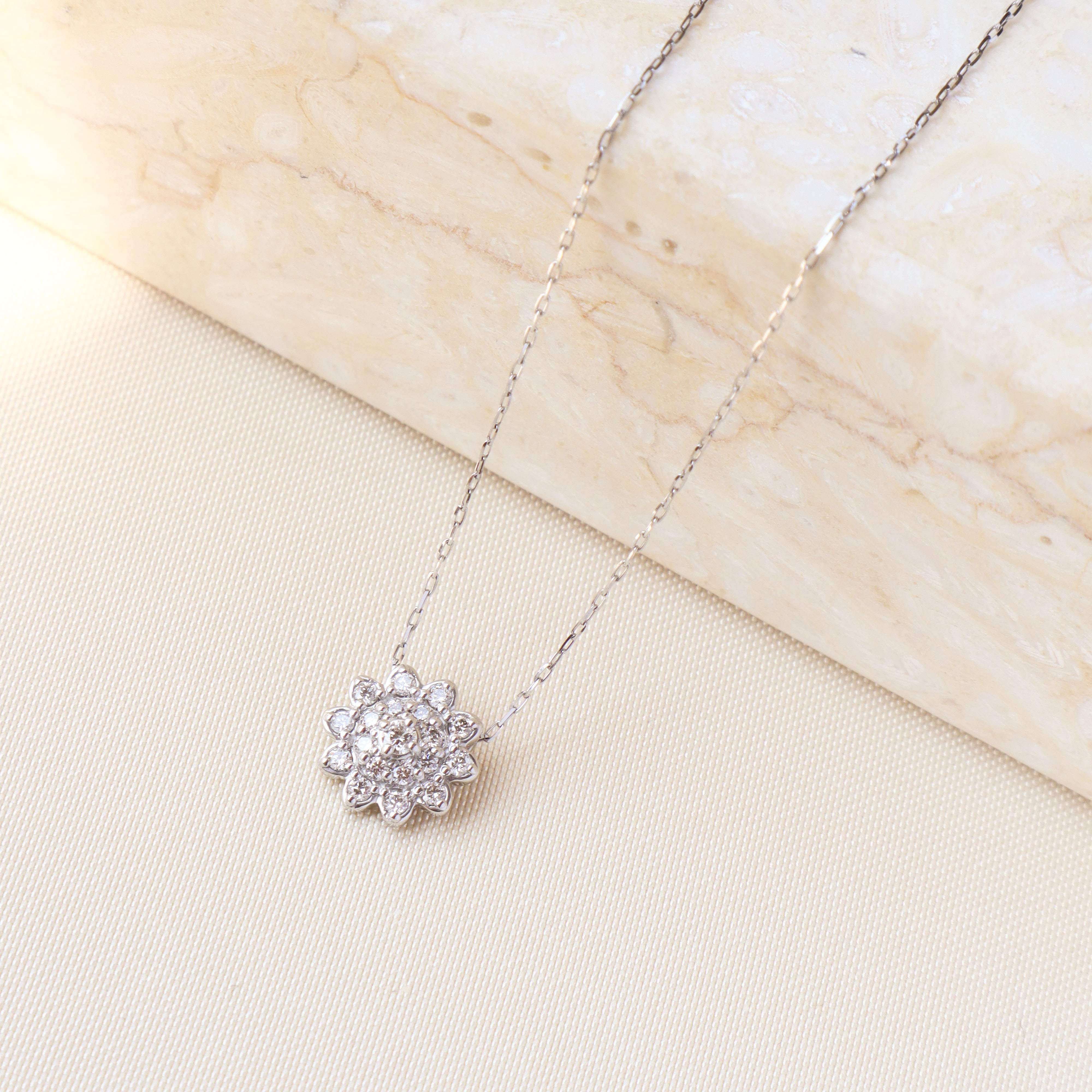 鉑金/銀華之花真鑽項鍊
