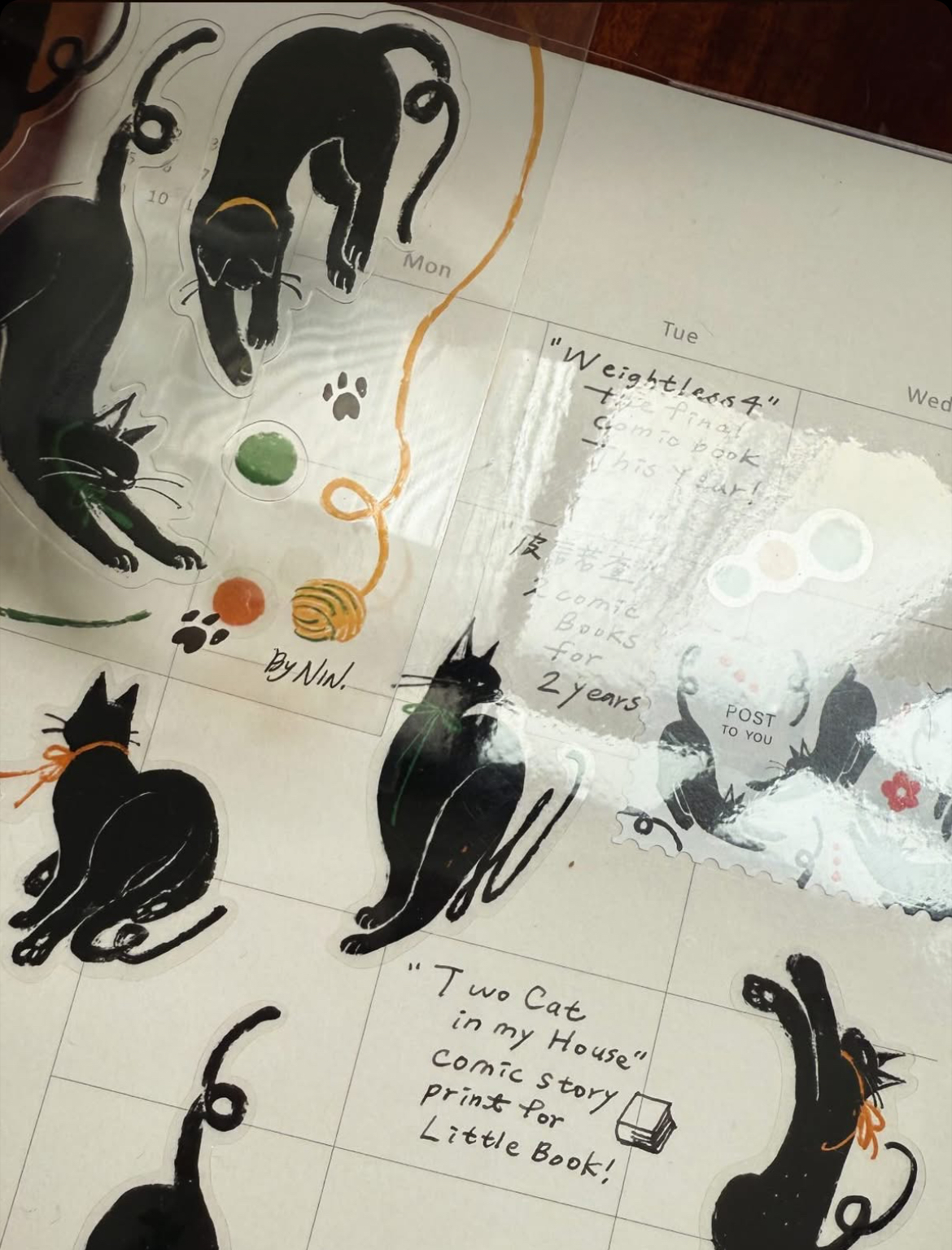 Nin black cat clear sticker