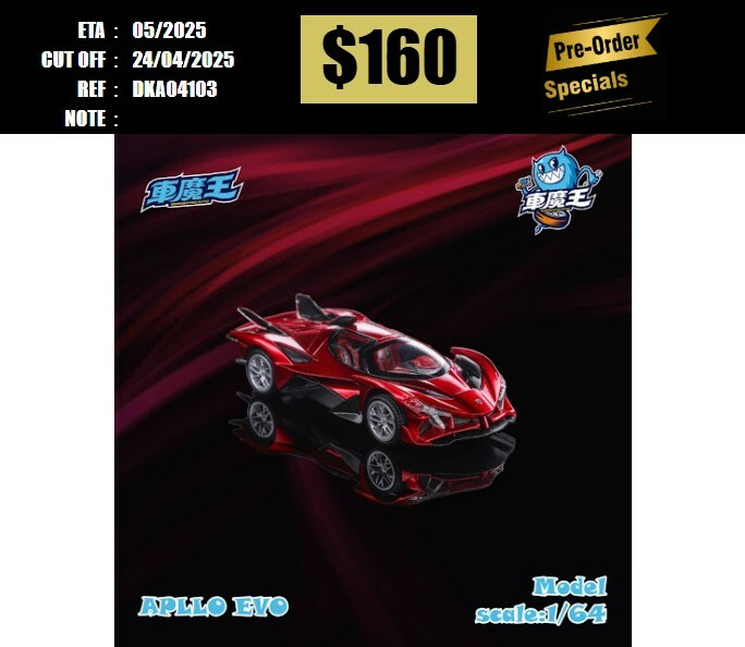 PO-$160 * DEMON KING AUTO * 1:64 APOLLO EVO TRANSPARENT RED [OD10/04]
