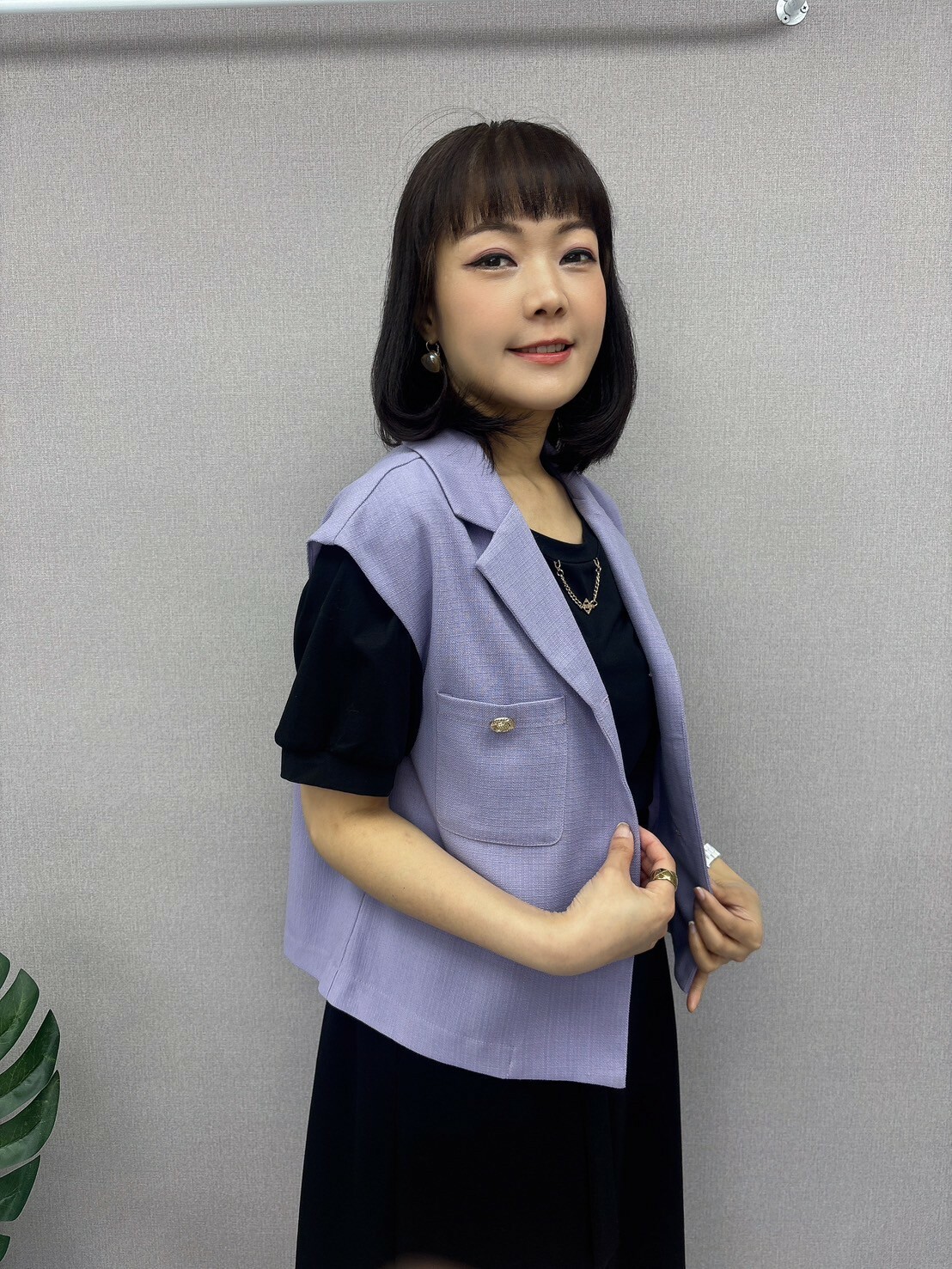 香風感金釦背心