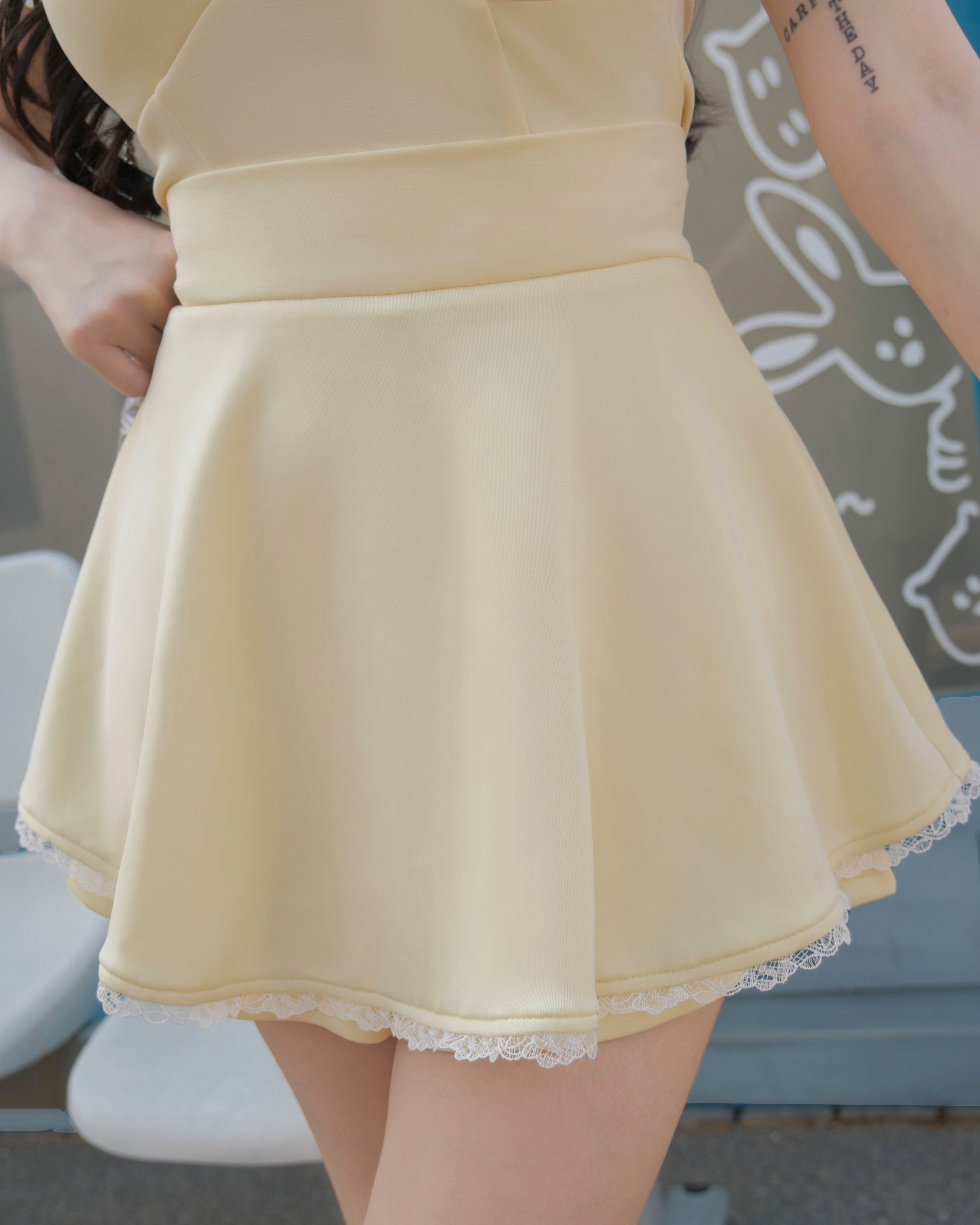 訂製-糖果太空棉蕾絲傘襬褲裙