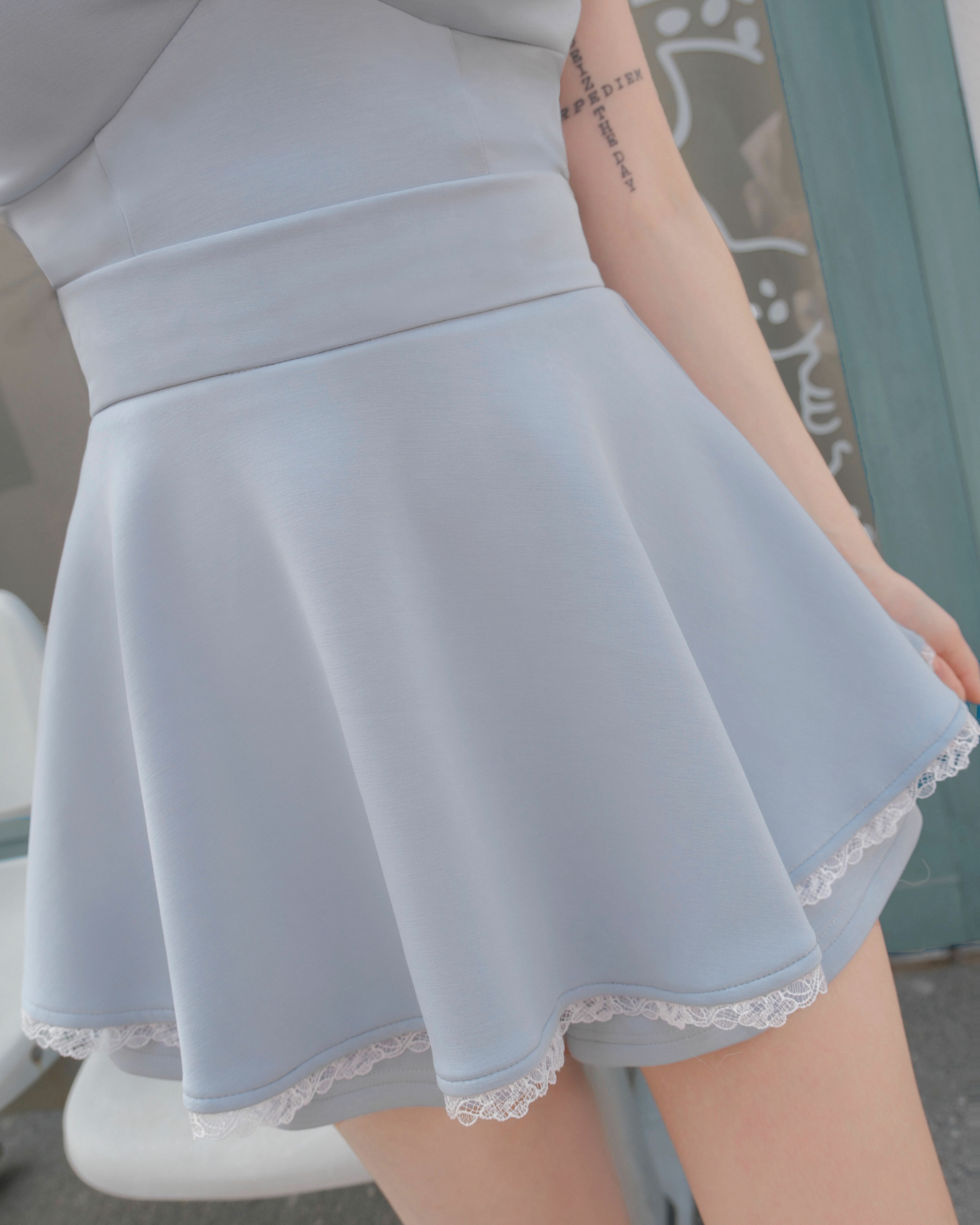 訂製-糖果太空棉蕾絲傘襬褲裙