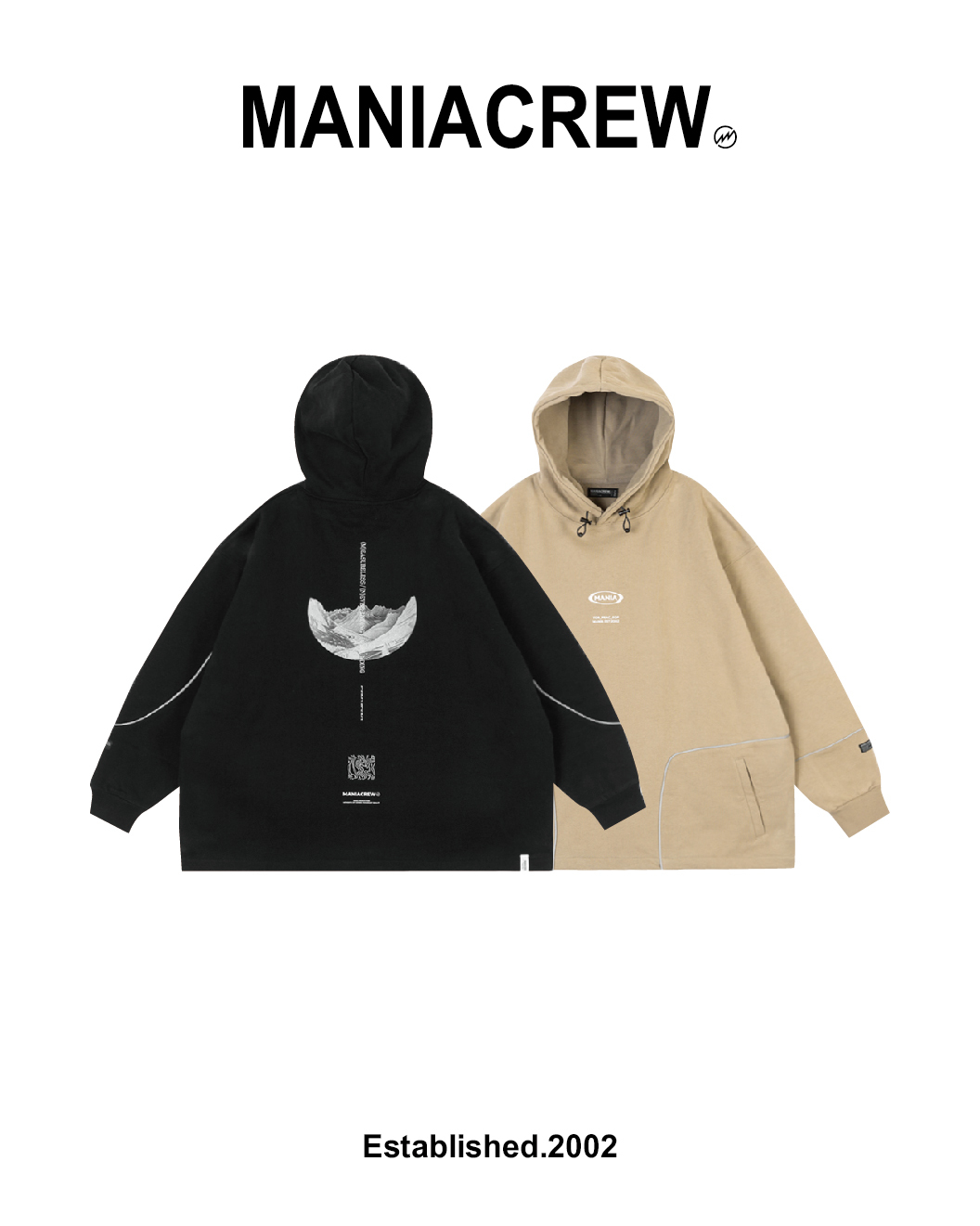 MANIA 帽T 連帽長袖 厚磅絨布 抽繩 黑/深藍/卡其 24 A/W Piping Graphic Hoodie