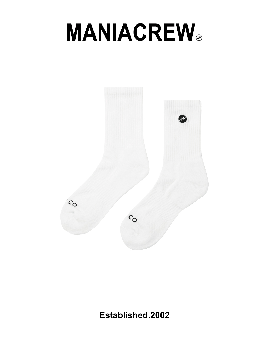 MANIA 襪子 中筒襪 萊卡 (一入兩雙) 白 24 A/W Logo Socks