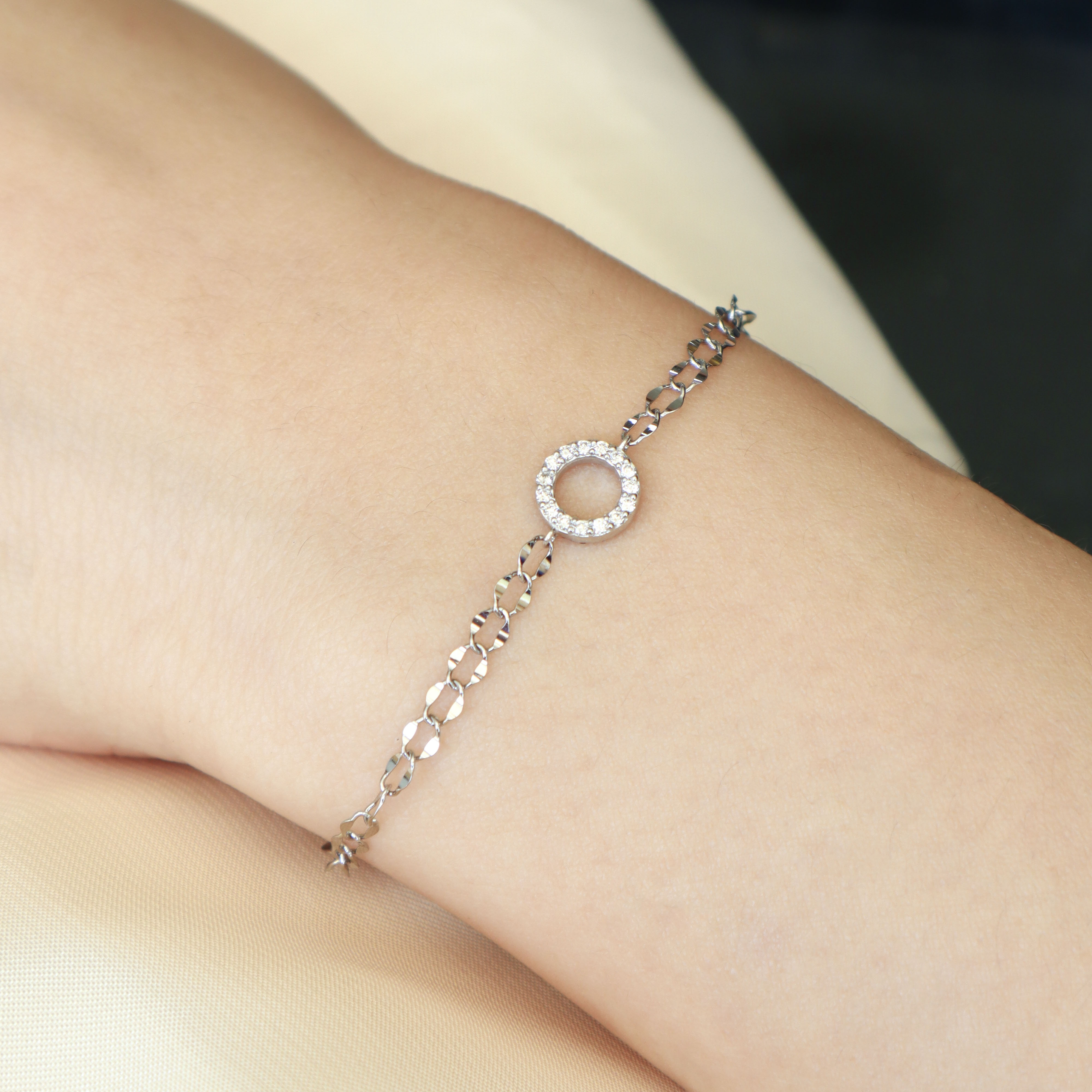 鉑金/雙面圓環紅寶石真鑽手鍊