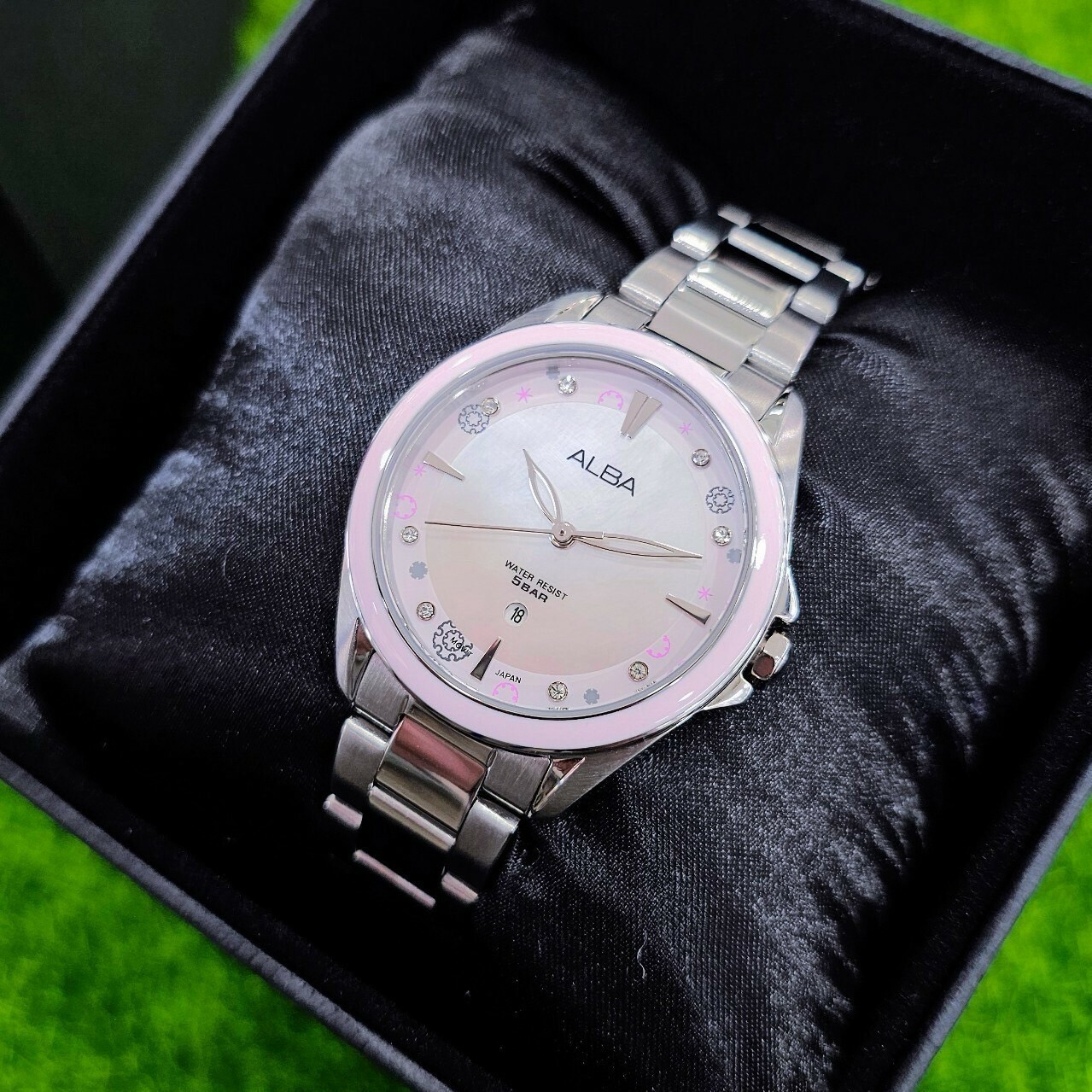 【ALBA 雅柏】典雅粉璀璨蝶貝女錶VJ22-X435P 33mm 現代鐘錶