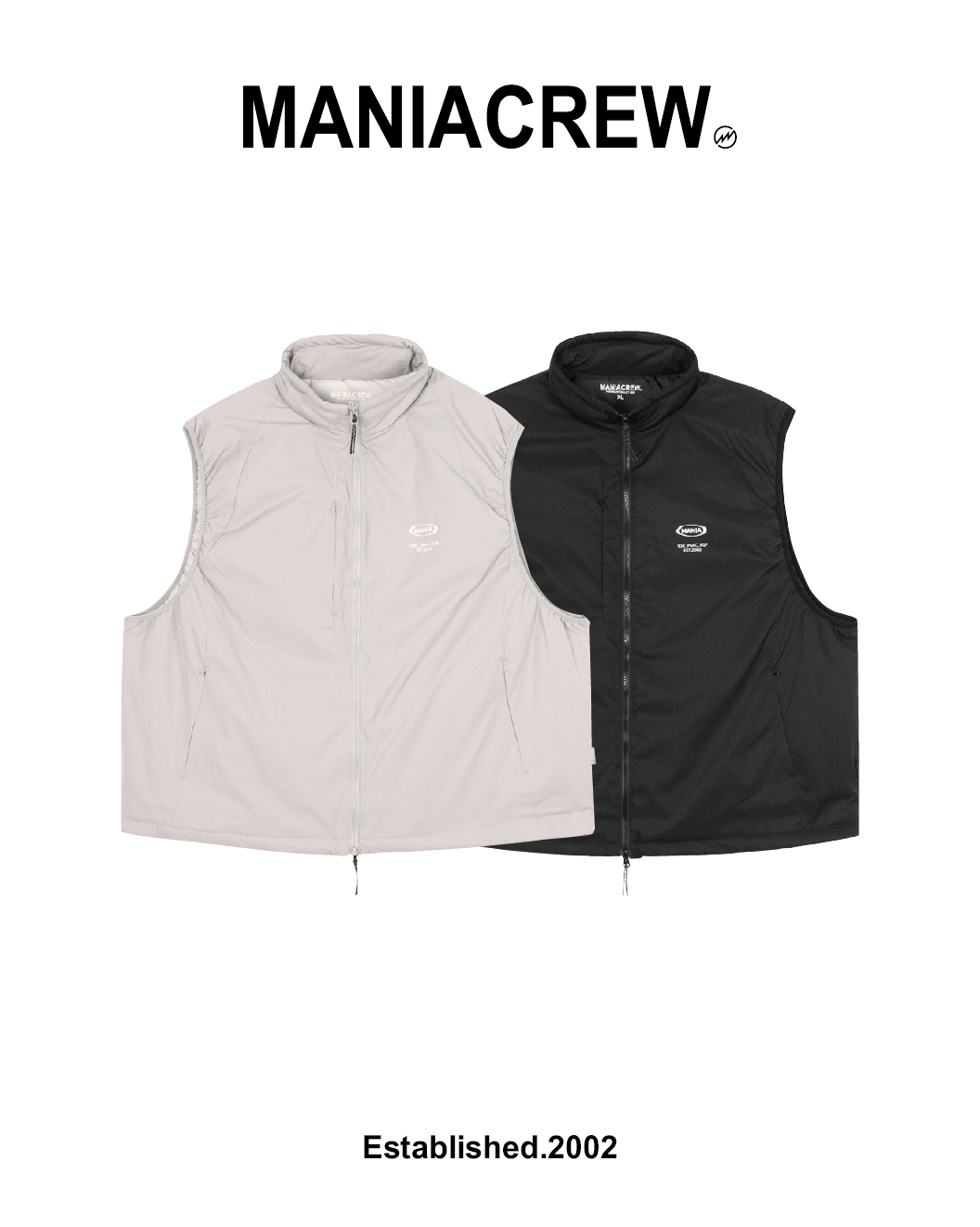 MANIA 立領鋪棉背心 黑/米灰 24 A/W Pocket Vest