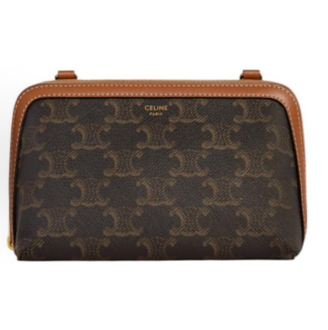 CELINE TriompheCANVAS 標誌印花羊皮革飾鏈袋