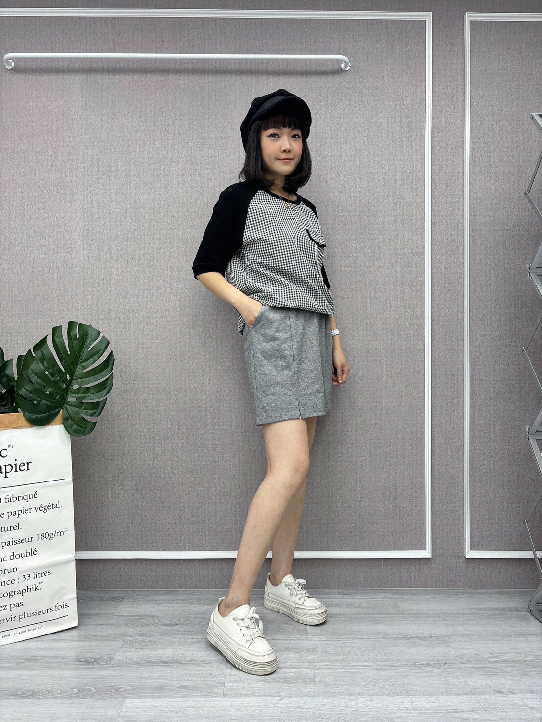 口袋棉質短裙