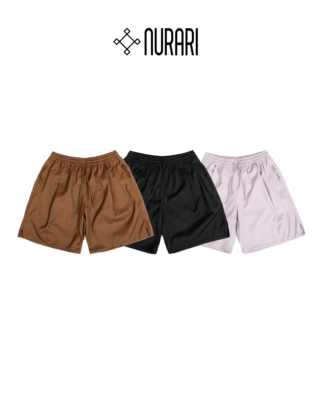 NURARI 西裝短褲 哥德字體 黑/淺芋/咖啡 24 S/S Civ. Gebrochene city board shorts