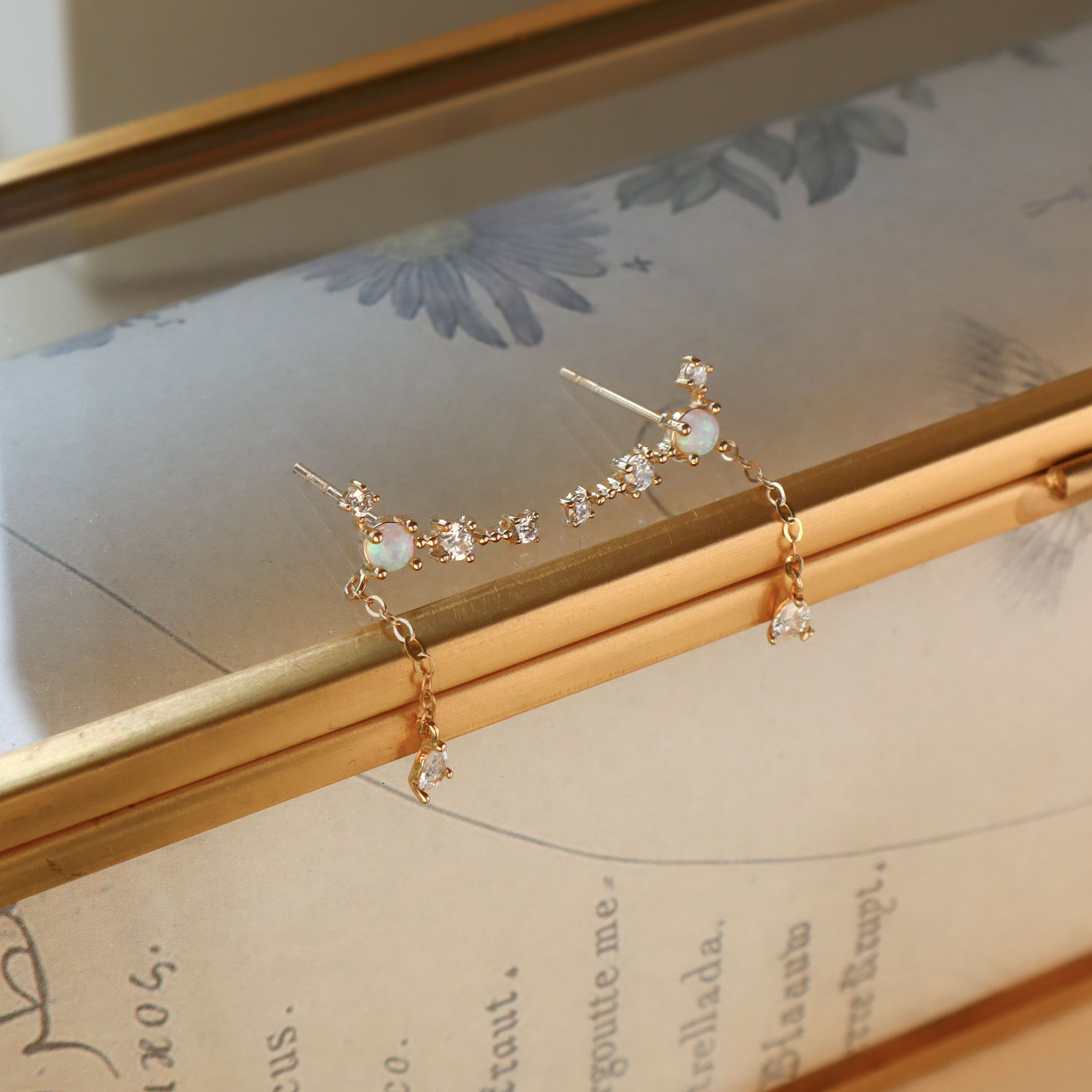 10K/星列絮語垂墜耳環