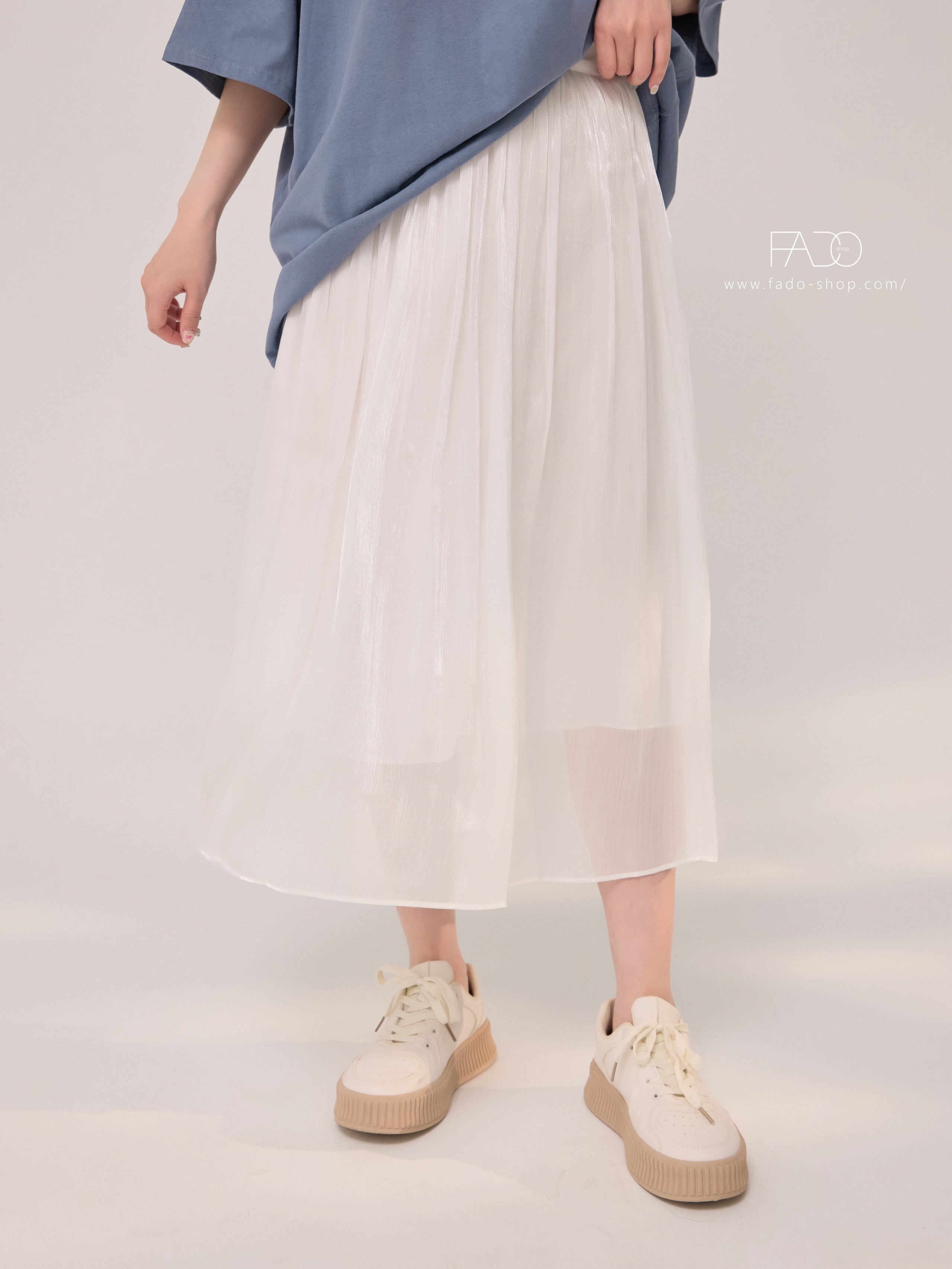 法朵Fado shop｜ 浪漫流光閃耀鬆緊腰網紗長裙 4733010