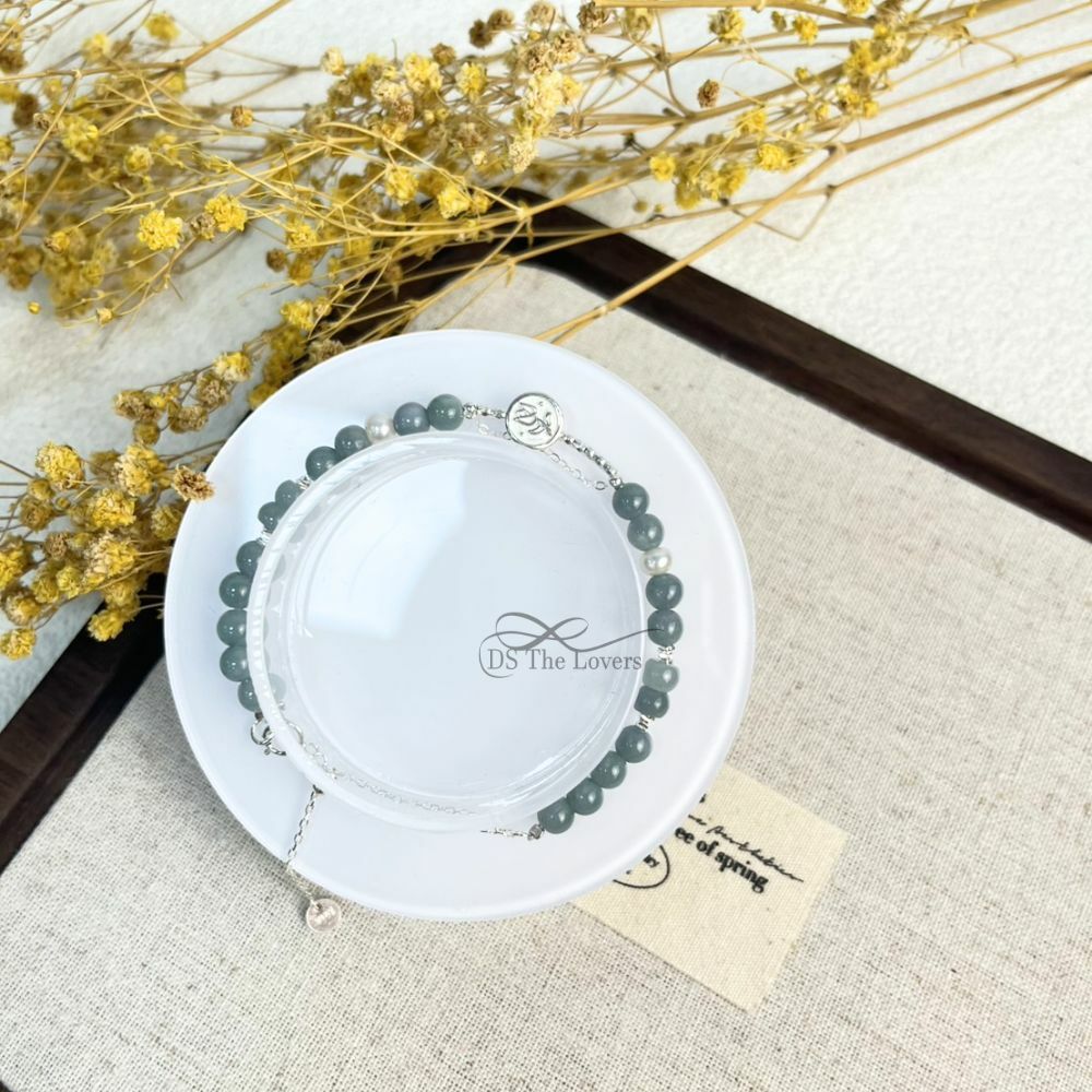 DS The Lovers「 靜水月潤」原創設計天然水晶手鍊 藍水翡翠 天然珍珠 開運能量 守護魅力手鍊 925銀飾