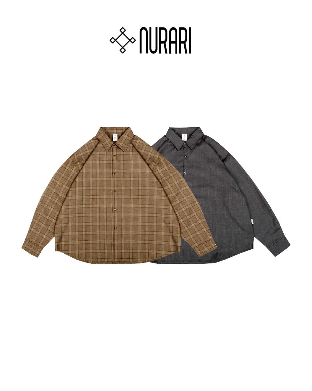 NURARI 格紋長袖襯衫 咖啡格/深灰格 24 A/W Civ. SP. plaid Lshirt