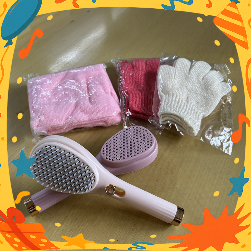 草屯院|【三合一美護神器】伸縮按摩梳＋吸水巾＋擦澡手套組