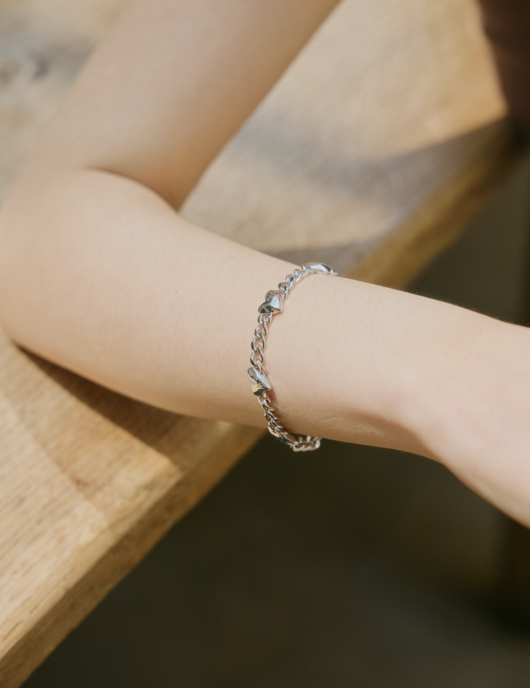 雙面愛心手鍊（銀色）