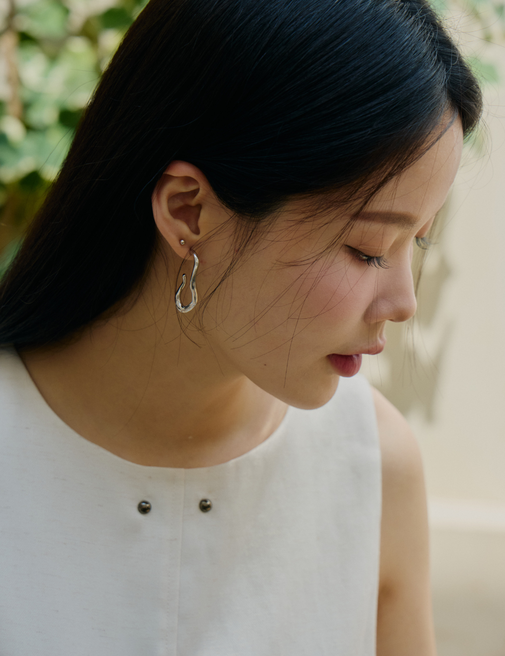 Melt · 熔岩感C型耳環（銀色）