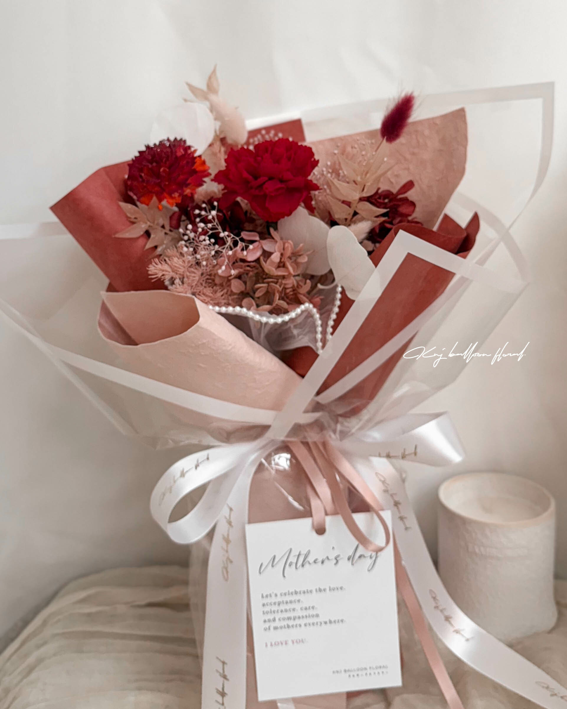 MOTHER'S DAY 緋紅時光康乃馨花束S號