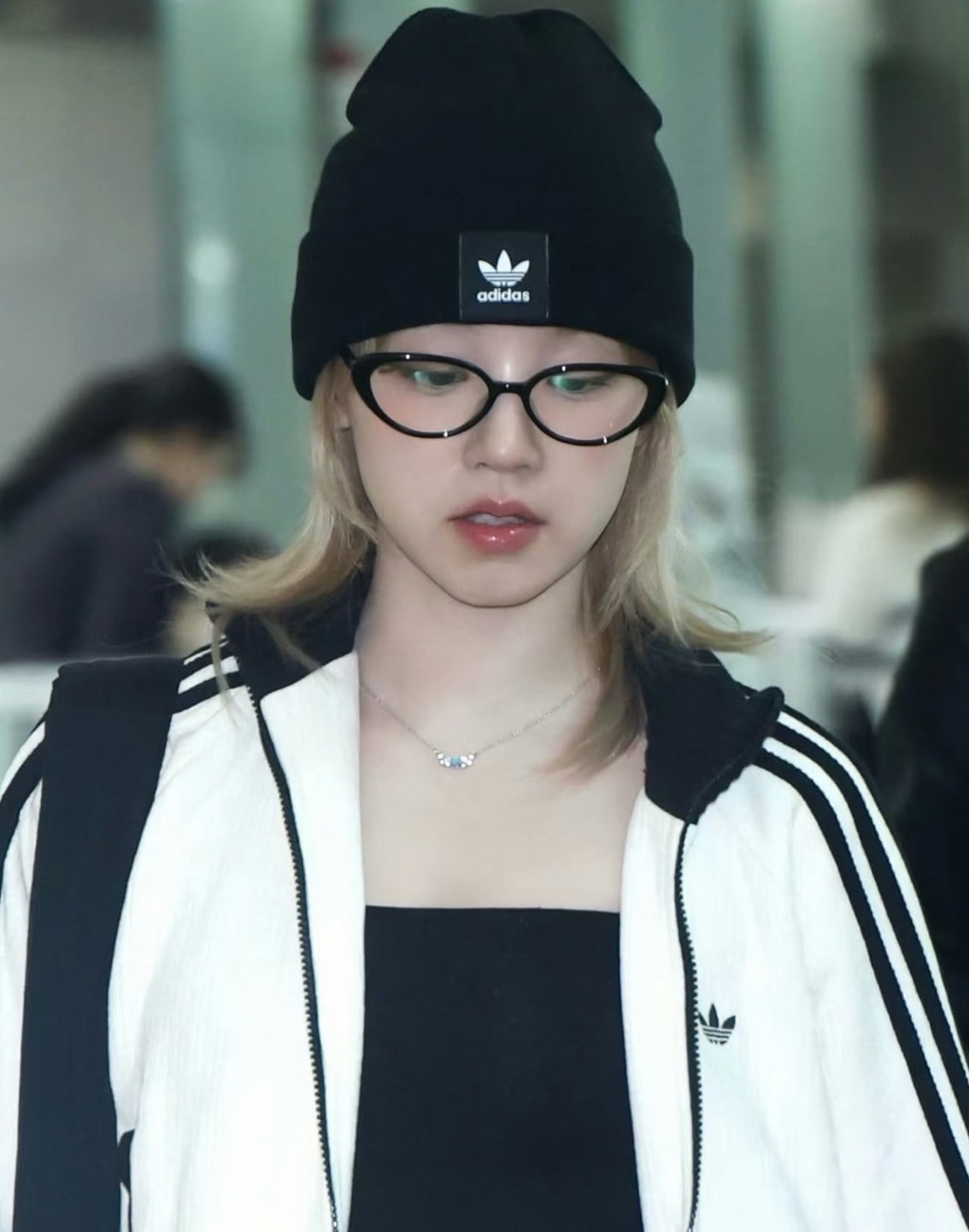 adidas Originals FW24 女款拼色條紋立領復古運動外套｜米白色