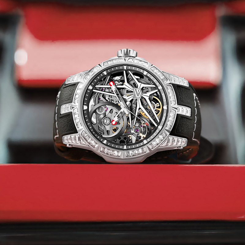 【GEYA格雅】G-MAX賽車系列 G78112GWK 晶鑽錶殼錶圈 雙面鏤空 寶石軸承 夜光 機械 手錶