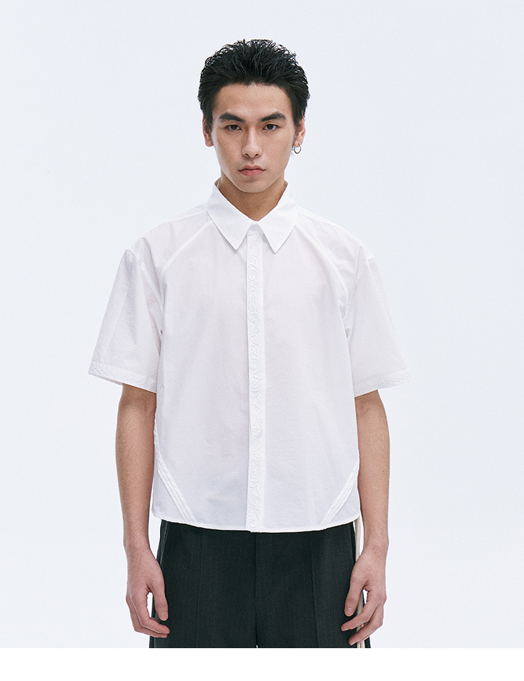 CATSSTAC 永生花刺繡襯衫短袖